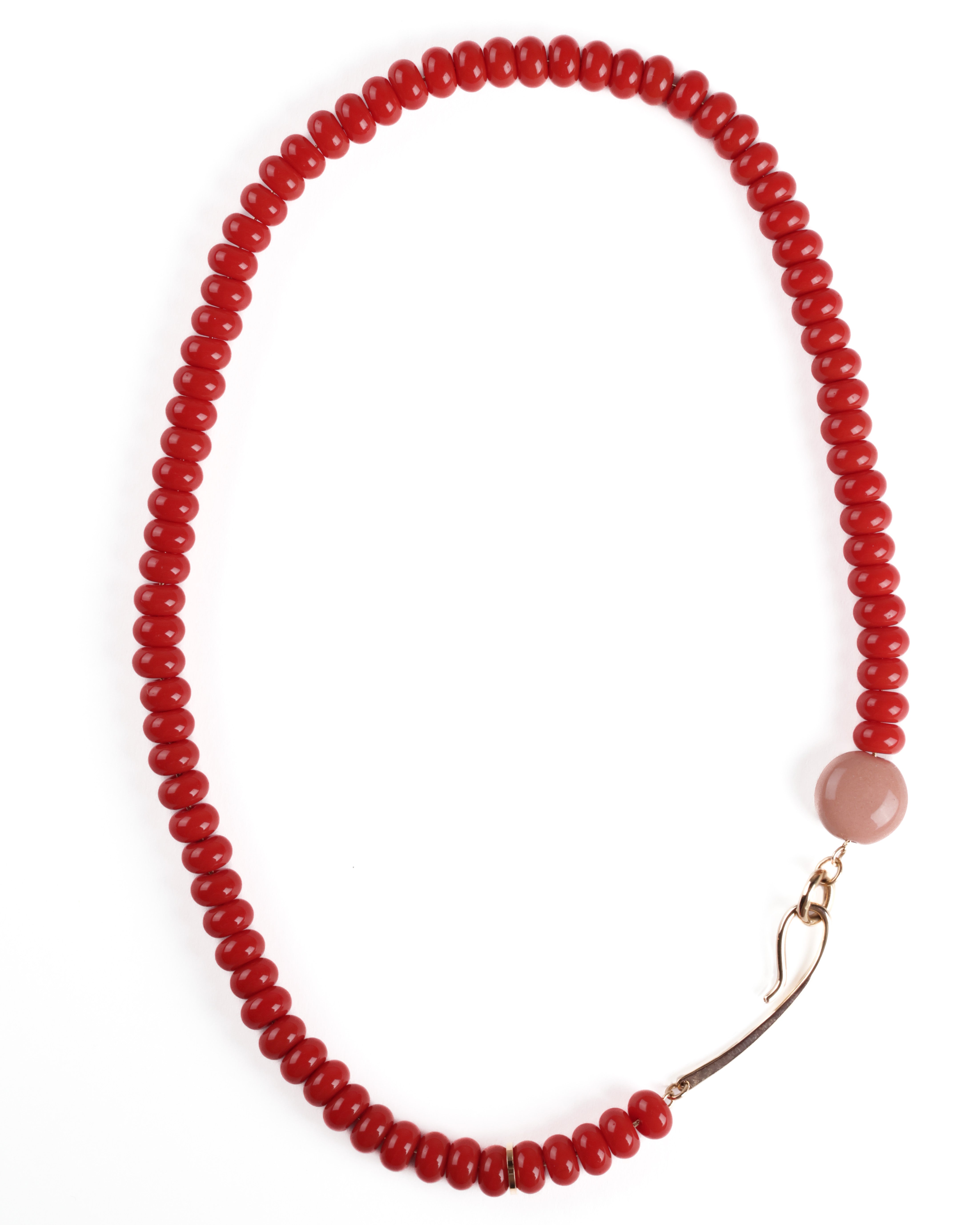 Cristina Glass Beaded Necklace - Red / Peach | Studio Sommos