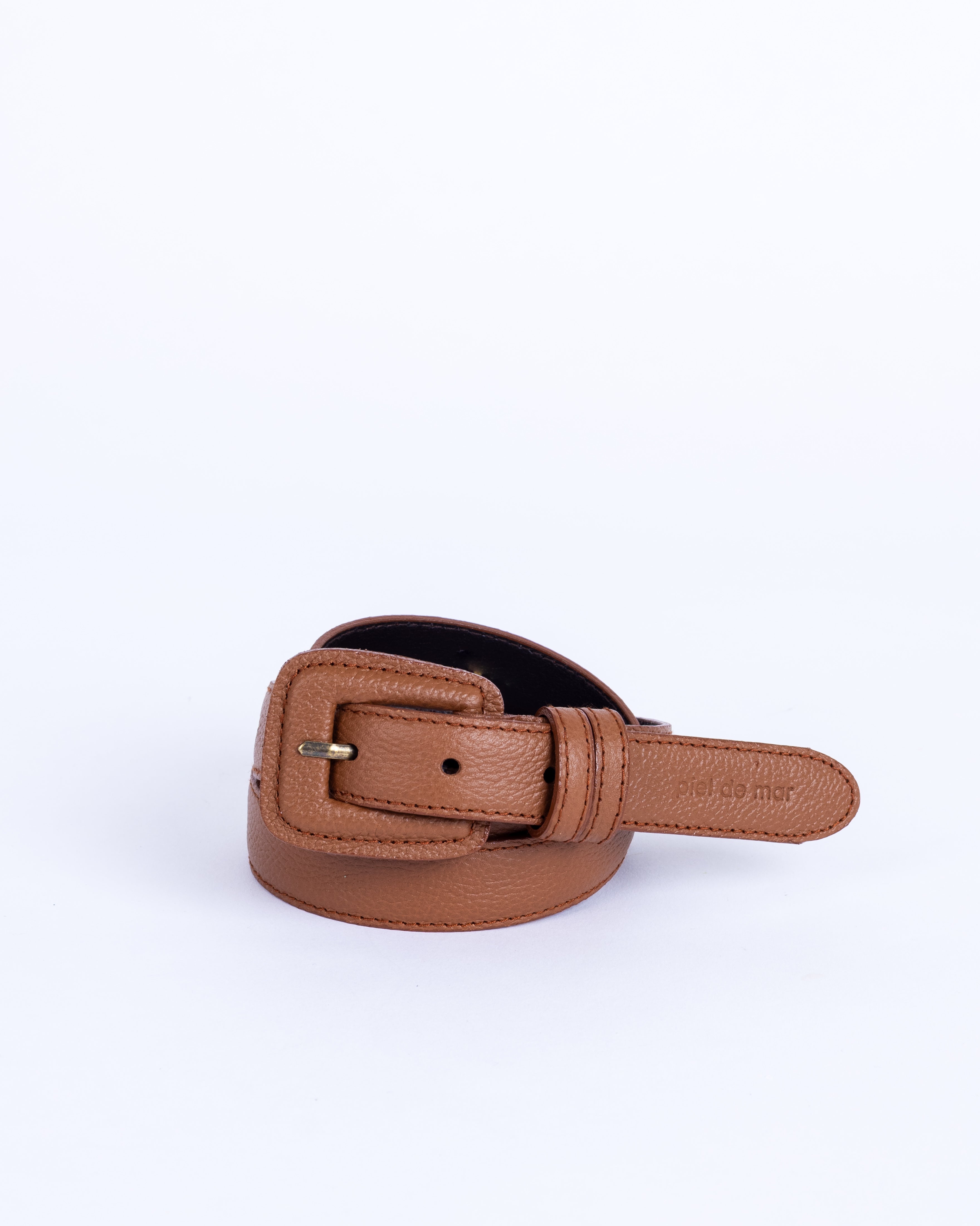 El Esencial Pebble Leather Belt - Cognac Pebble