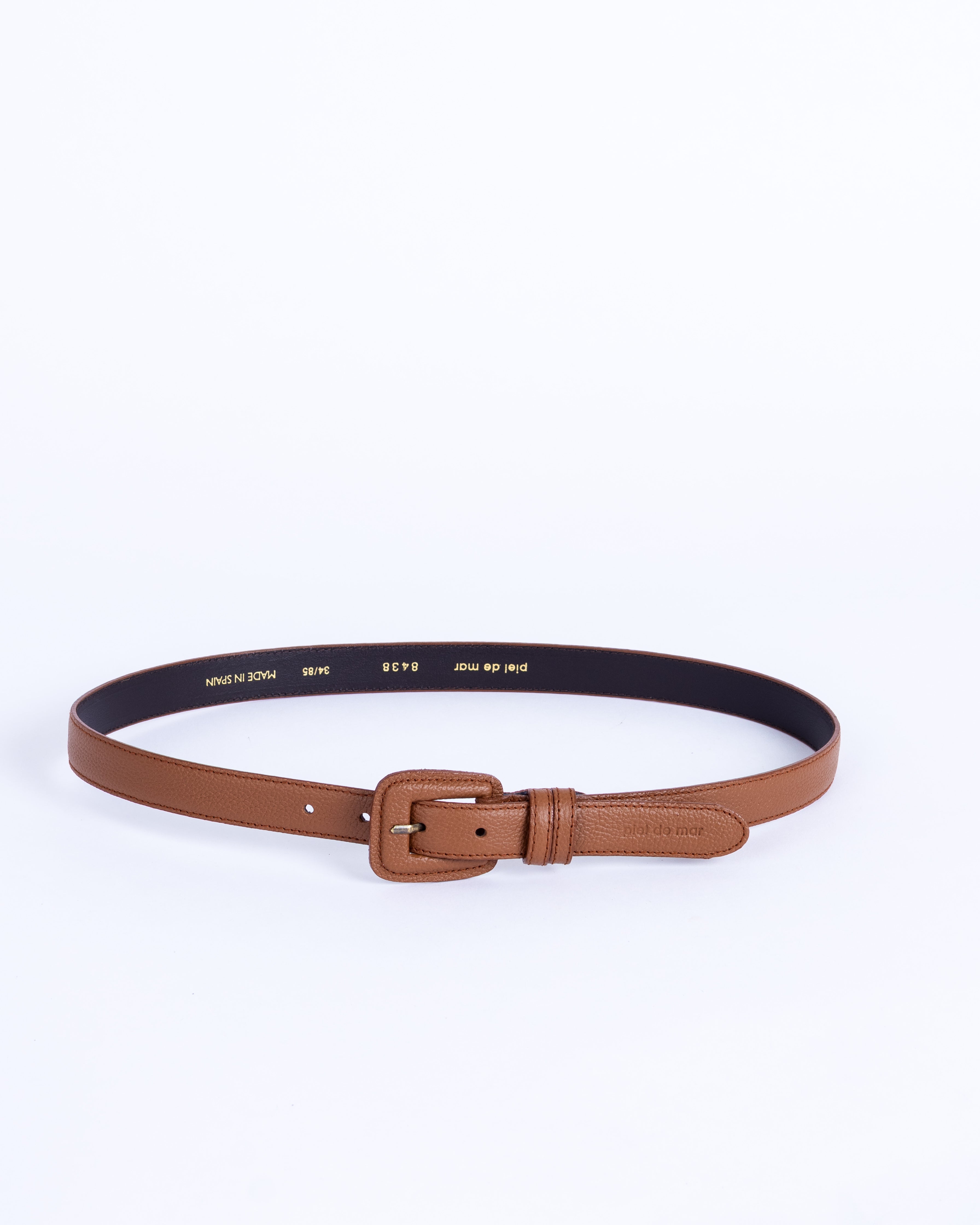 El Esencial Pebble Leather Belt - Cognac Pebble