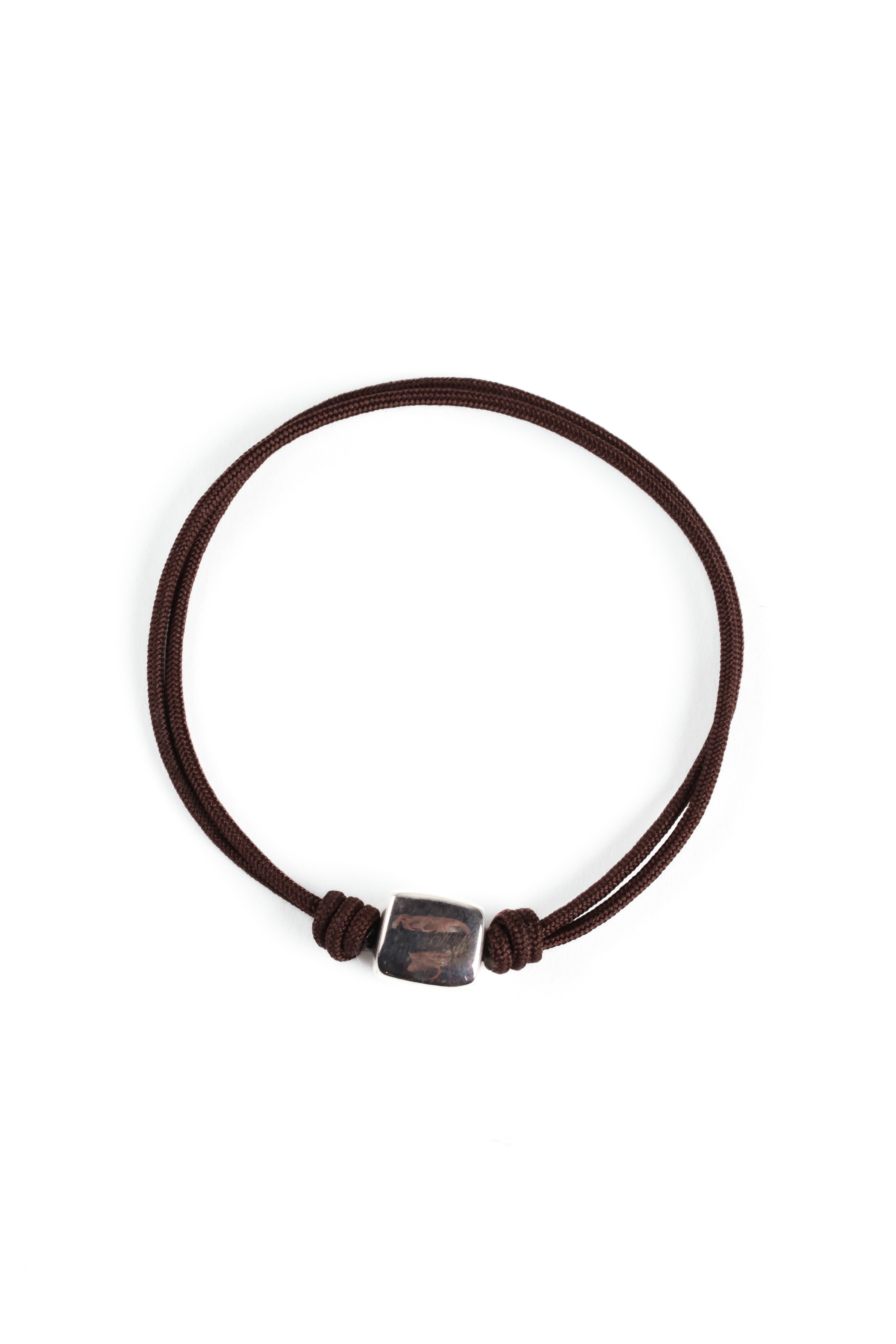 Mateo Silver Cube Bracelet - String Chocolate