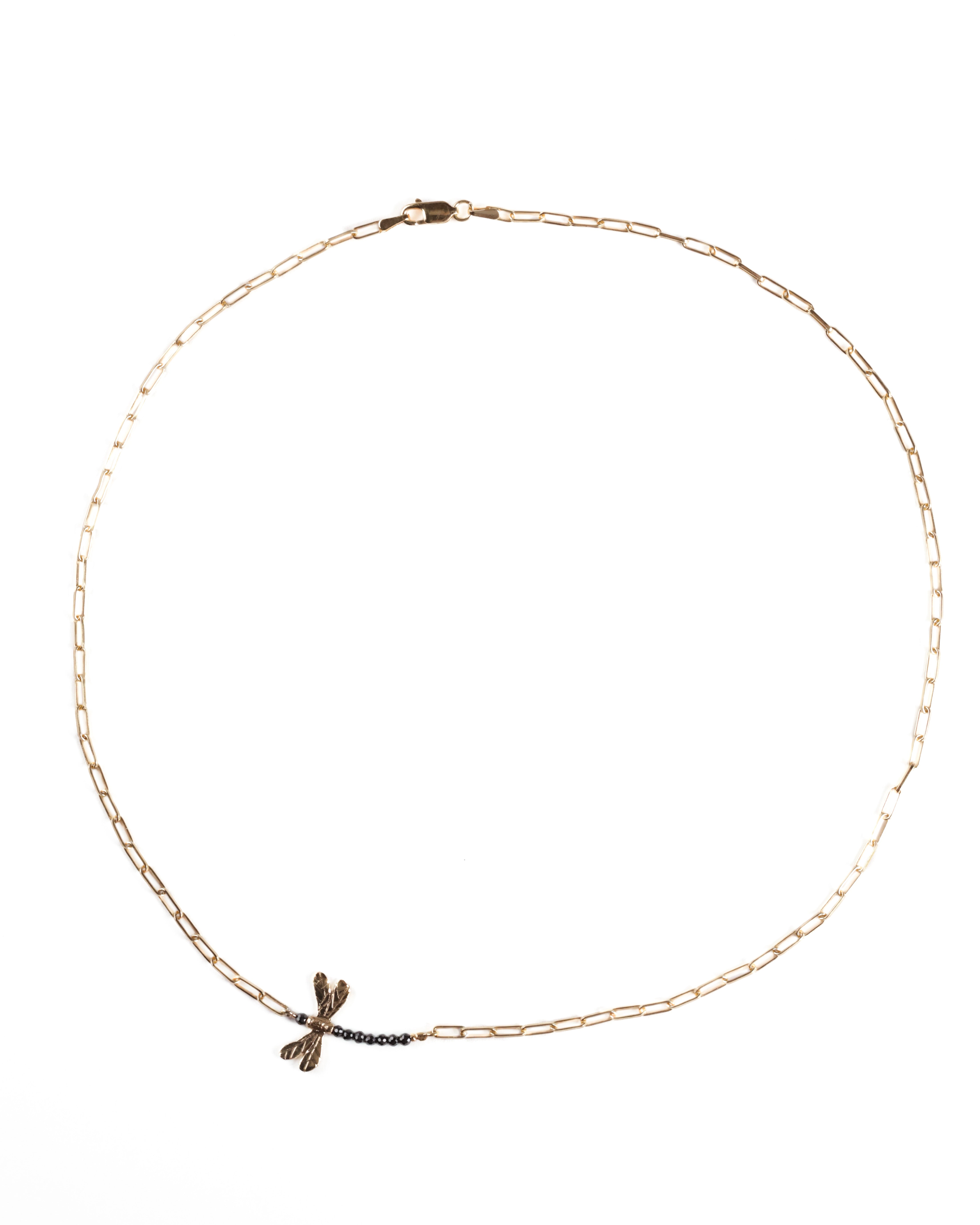 Black Spinel Mighty Dragonfly Necklace