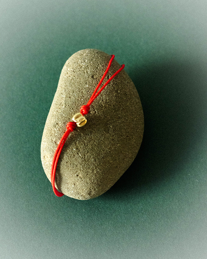 Sandra Gold Nugget Bracelet - String Red