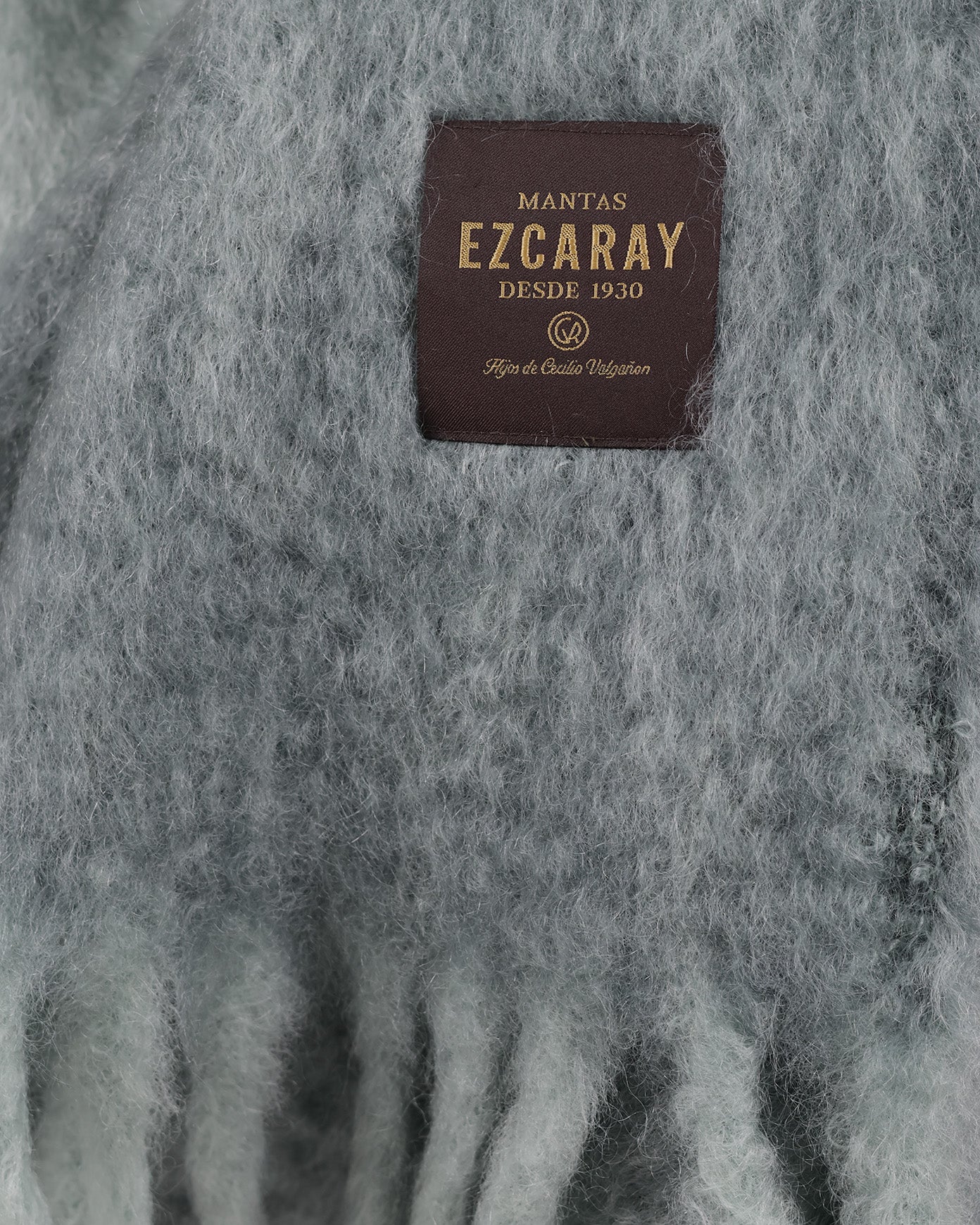 Suede Stitching Mohair Throw - Light Blue Stitch