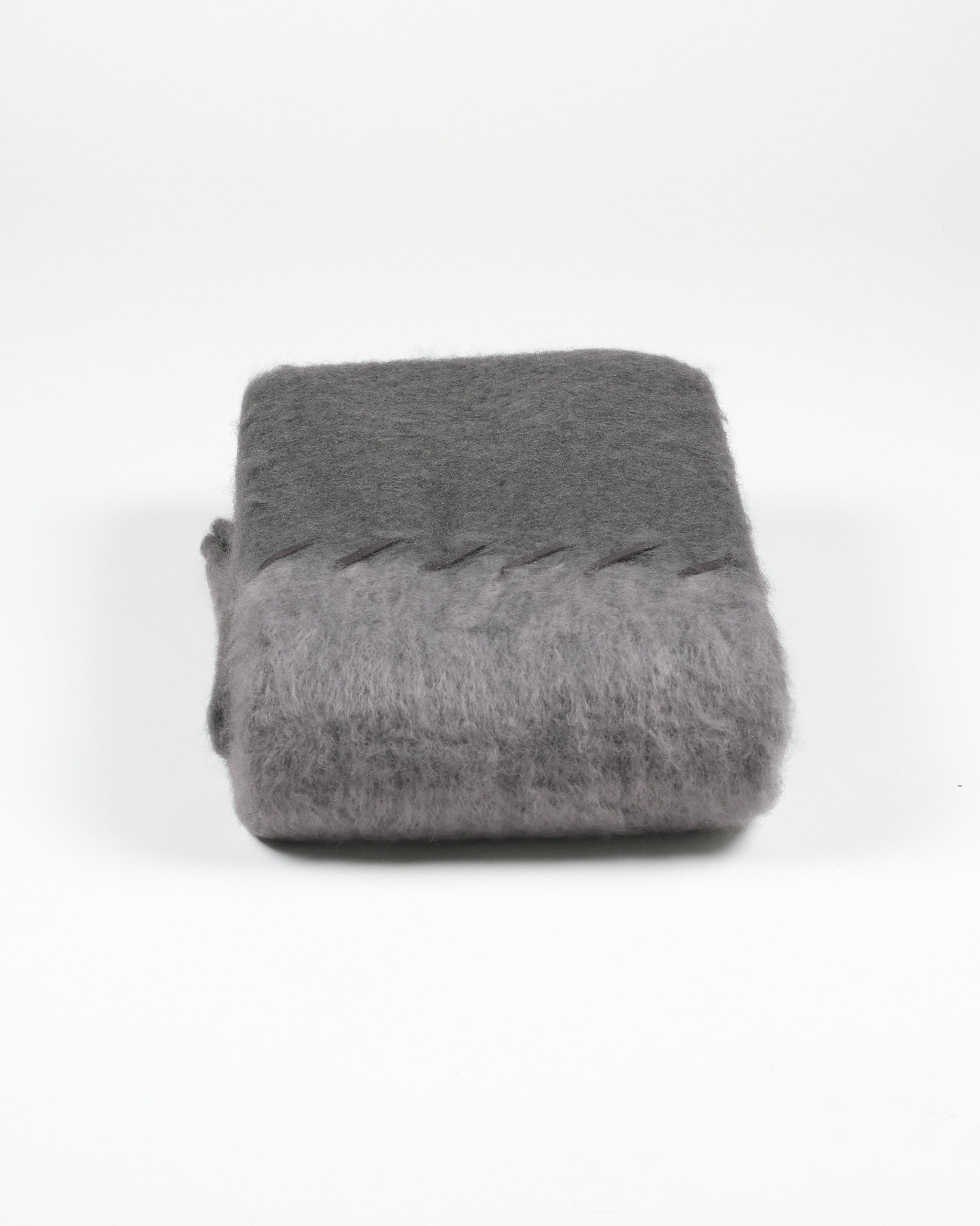Suede Stitching Mohair Throw - Gray Stitch