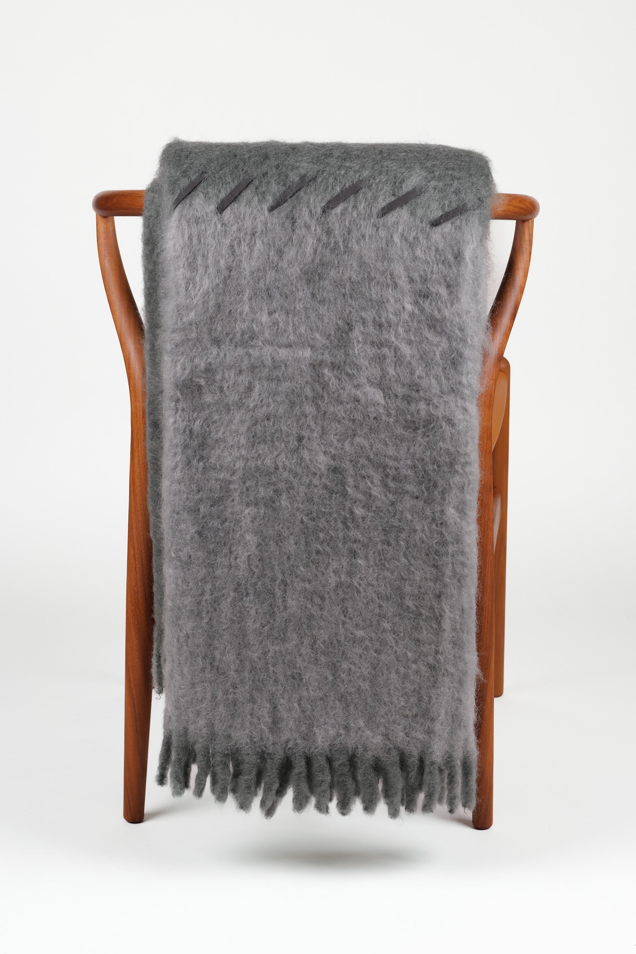 Suede Stitching Mohair Throw - Gray Stitch