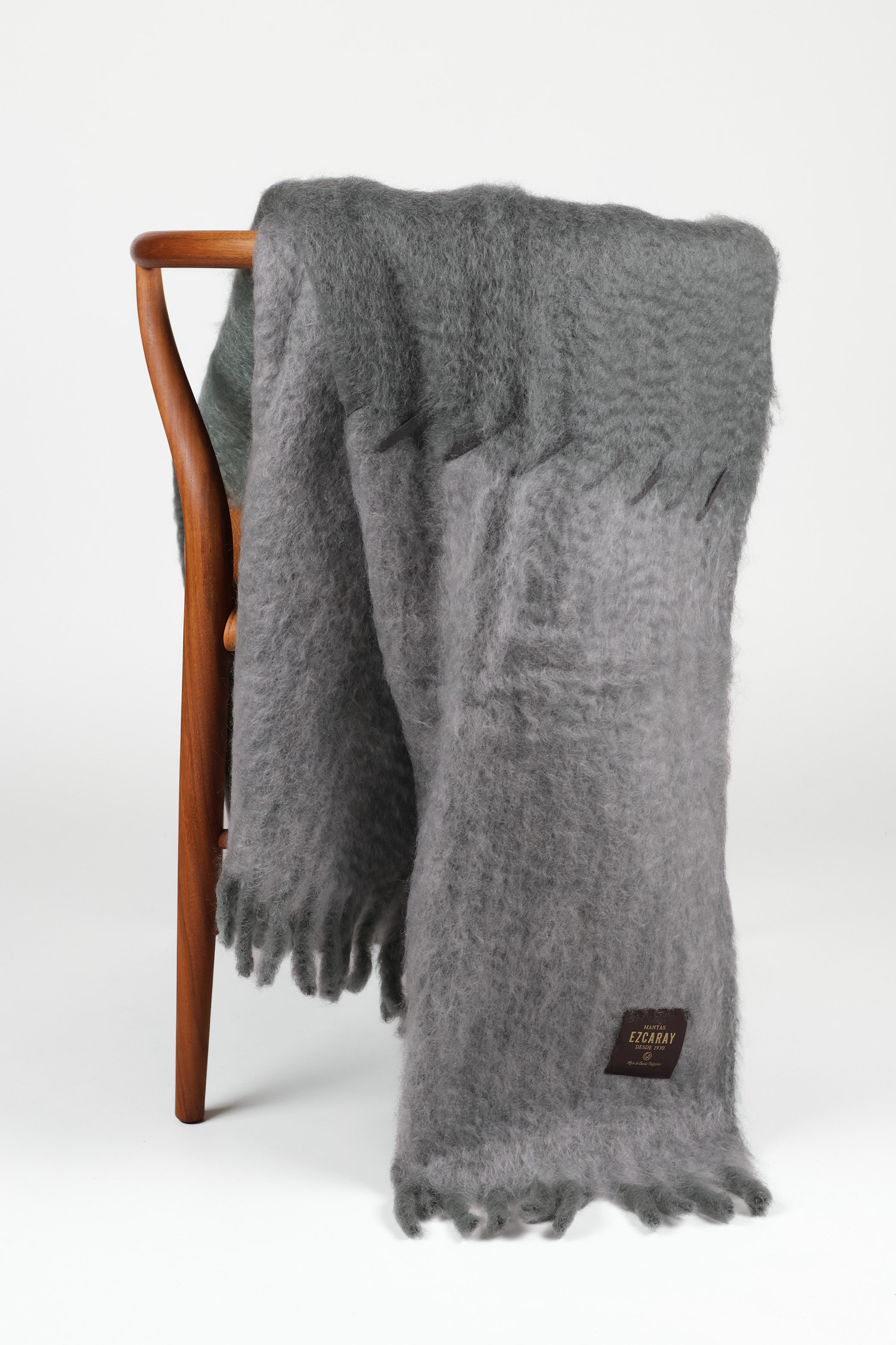 Suede Stitching Mohair Throw - Gray Stitch