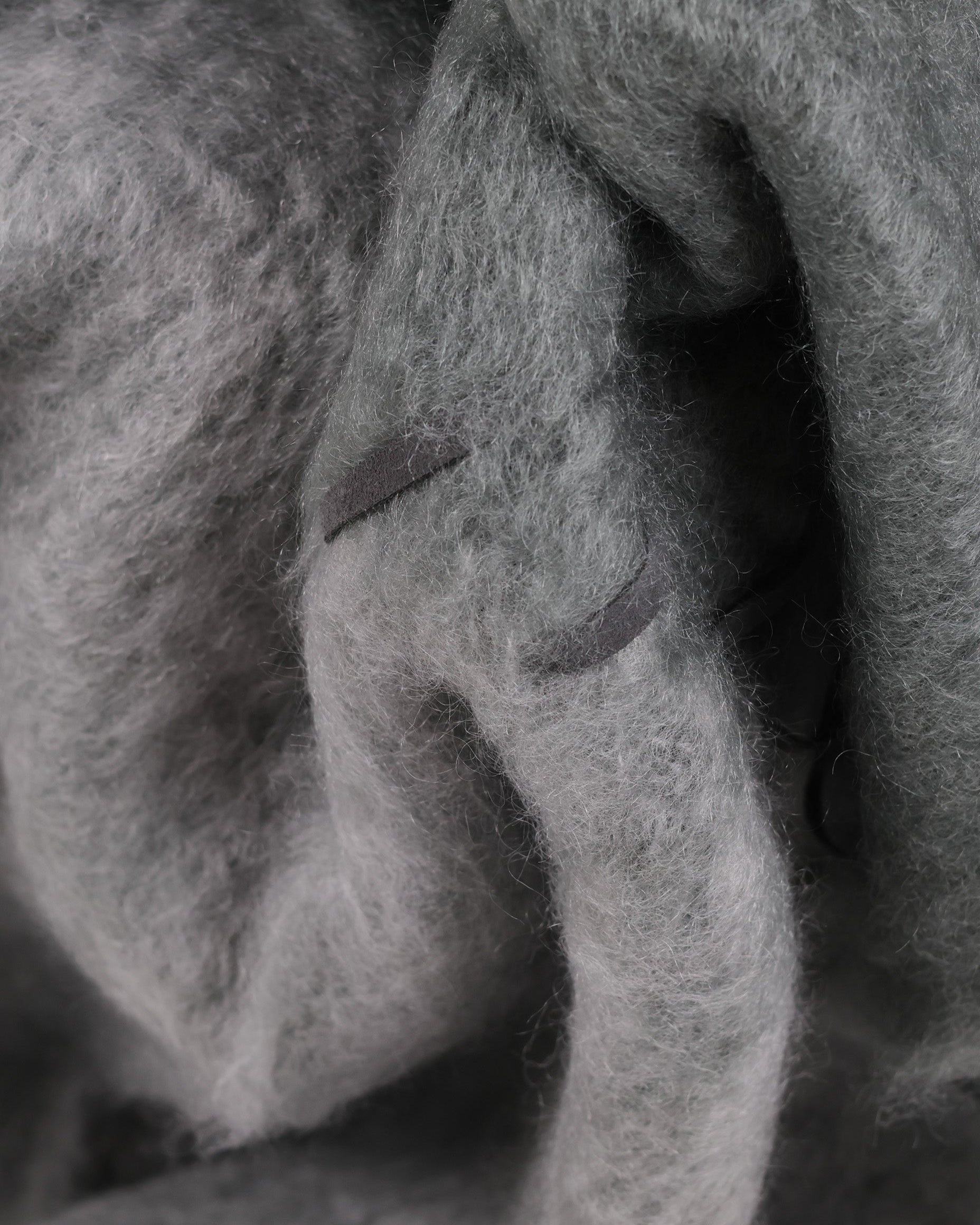 Suede Stitching Mohair Throw - Gray Stitch