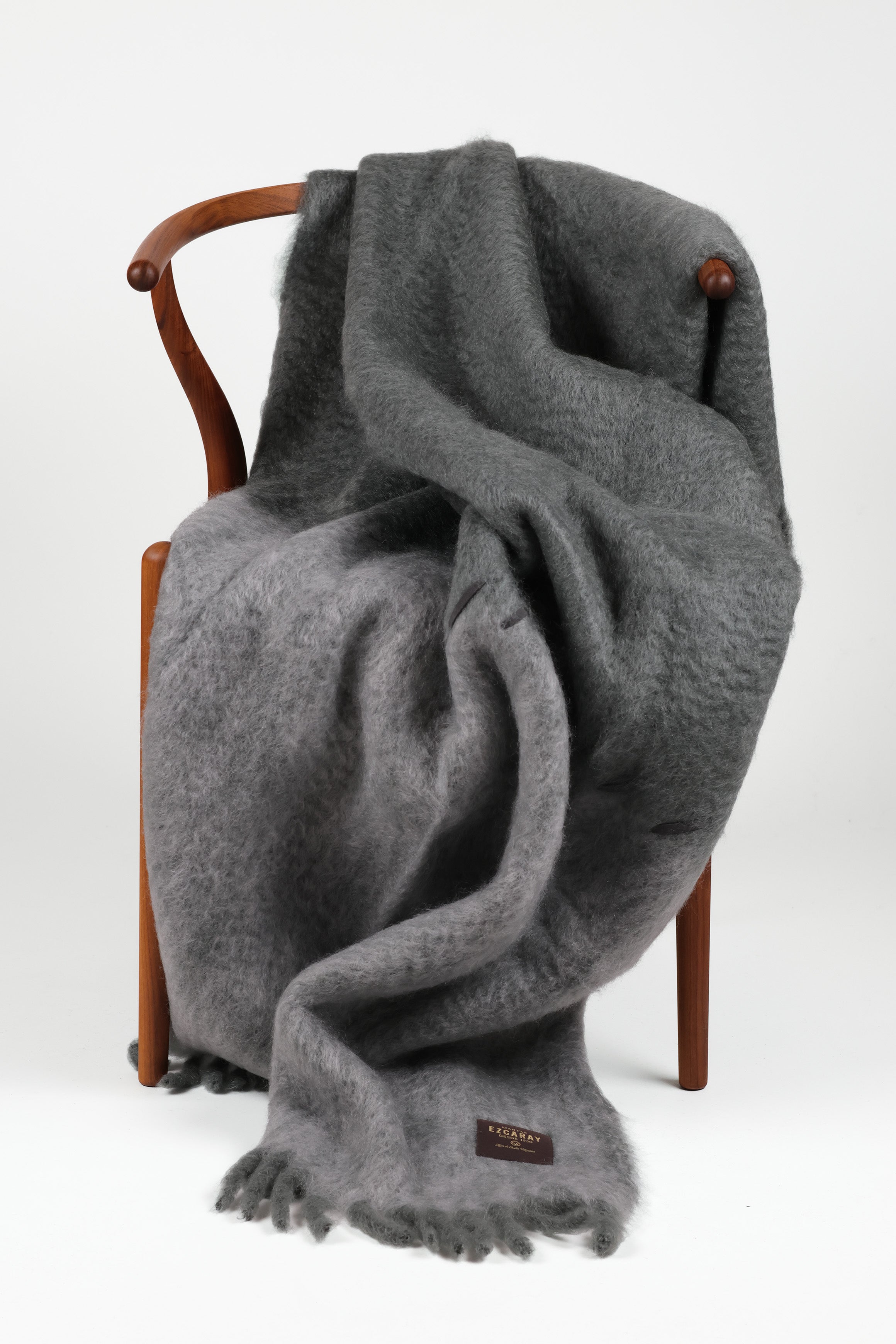 Suede Stitching Mohair Throw - Gray Stitch