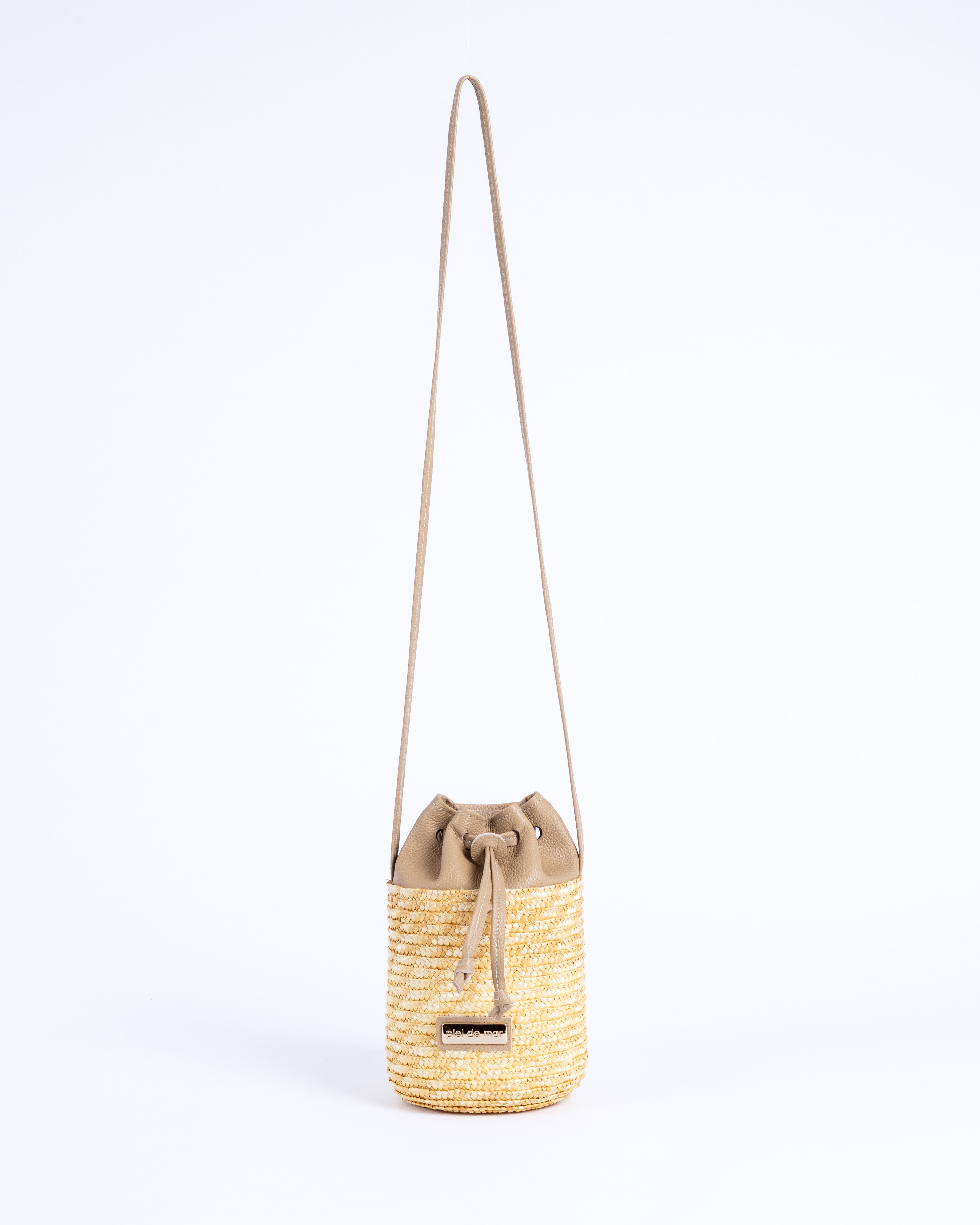 Bartola Straw Mini Bucket Bag - Natural Pebble