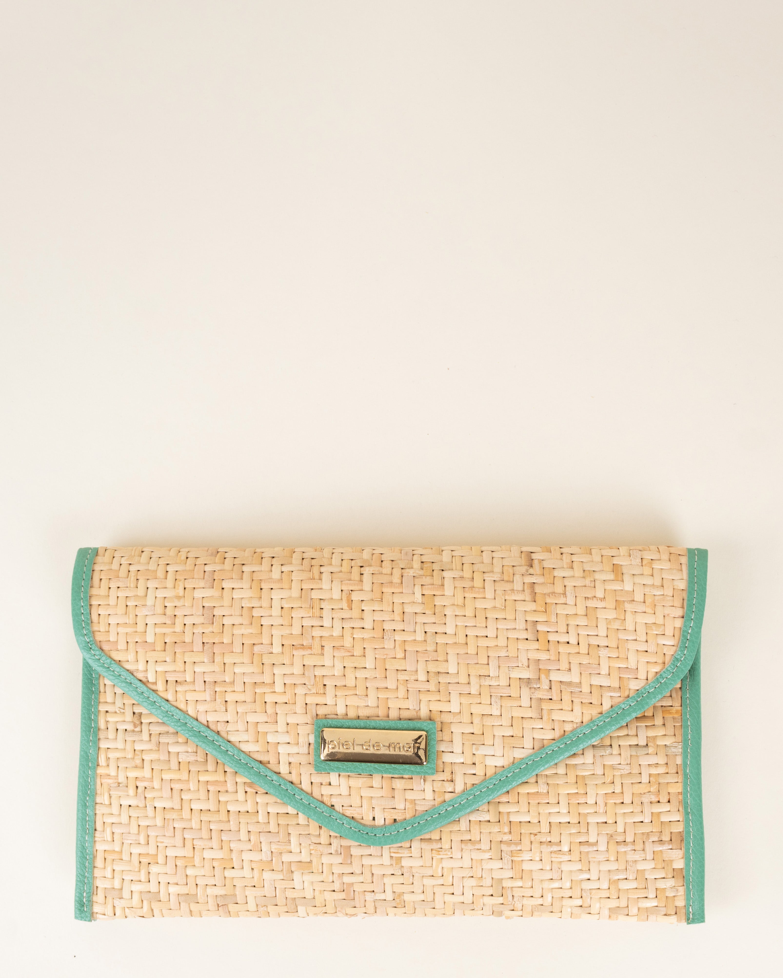 Anne Wicker Clutch - Teal Pebble