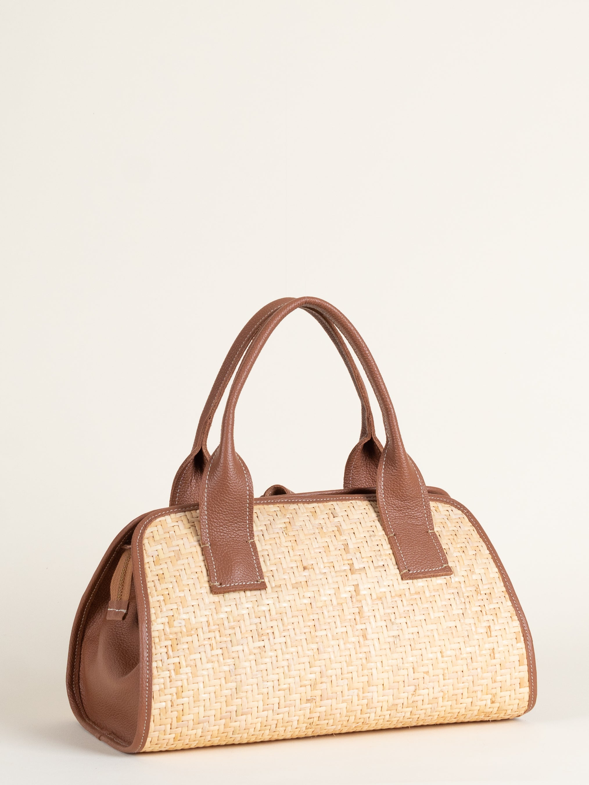 Valeria Wicker Handbag - Cognac Pebble