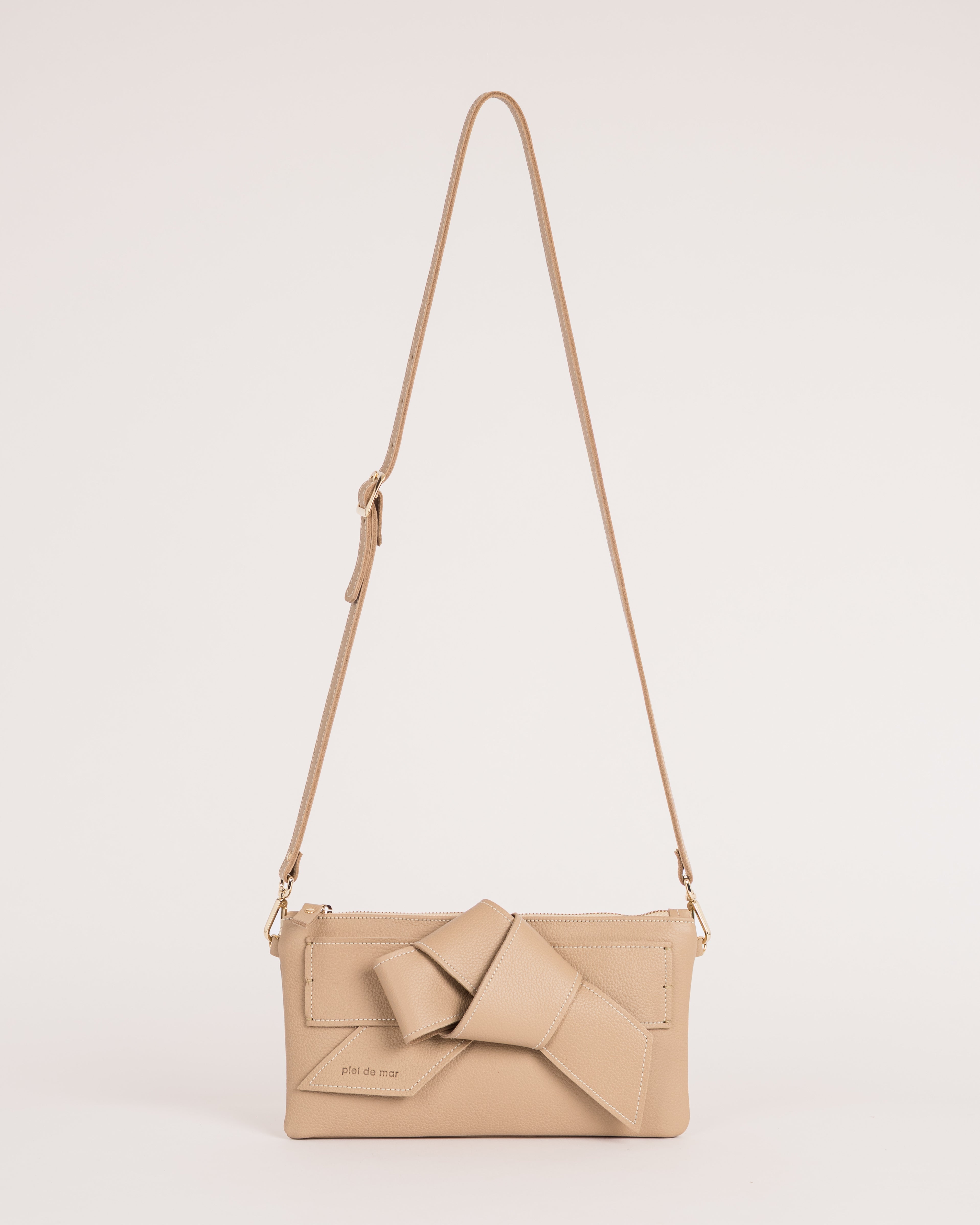 Valeria Leather Shoulder Bag - Natural Pebble