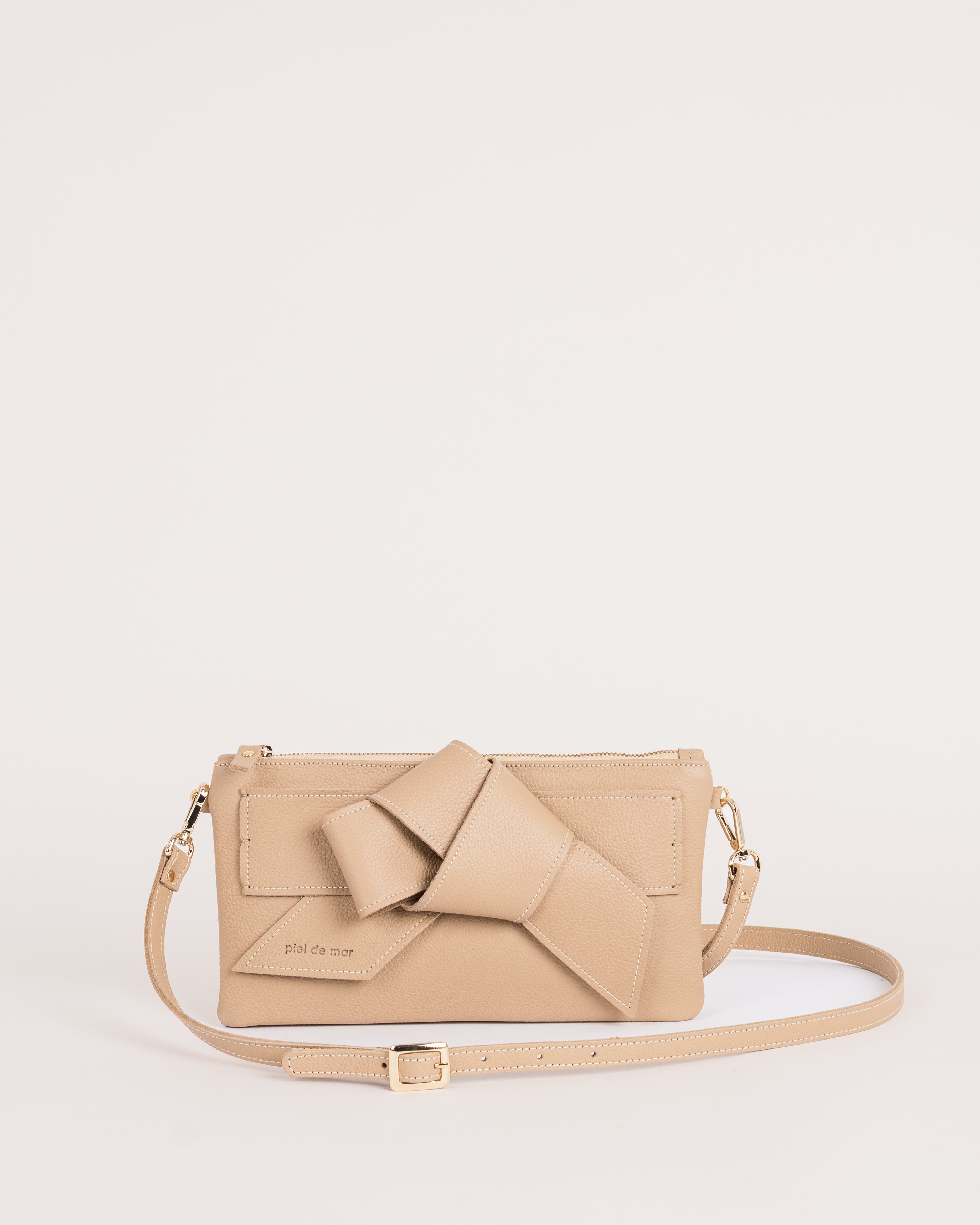 Valeria Leather Shoulder Bag - Natural Pebble