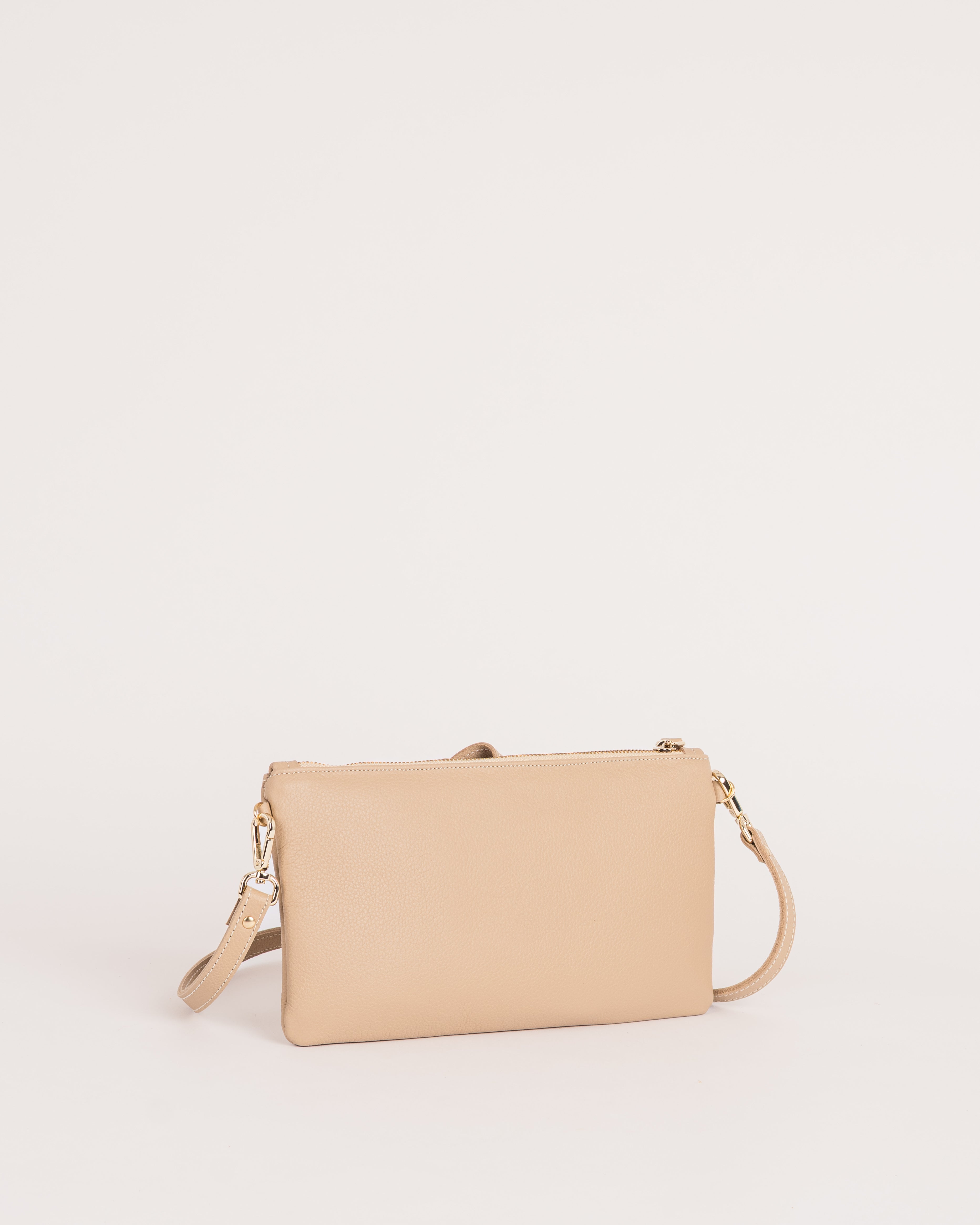 Valeria Leather Shoulder Bag - Natural Pebble