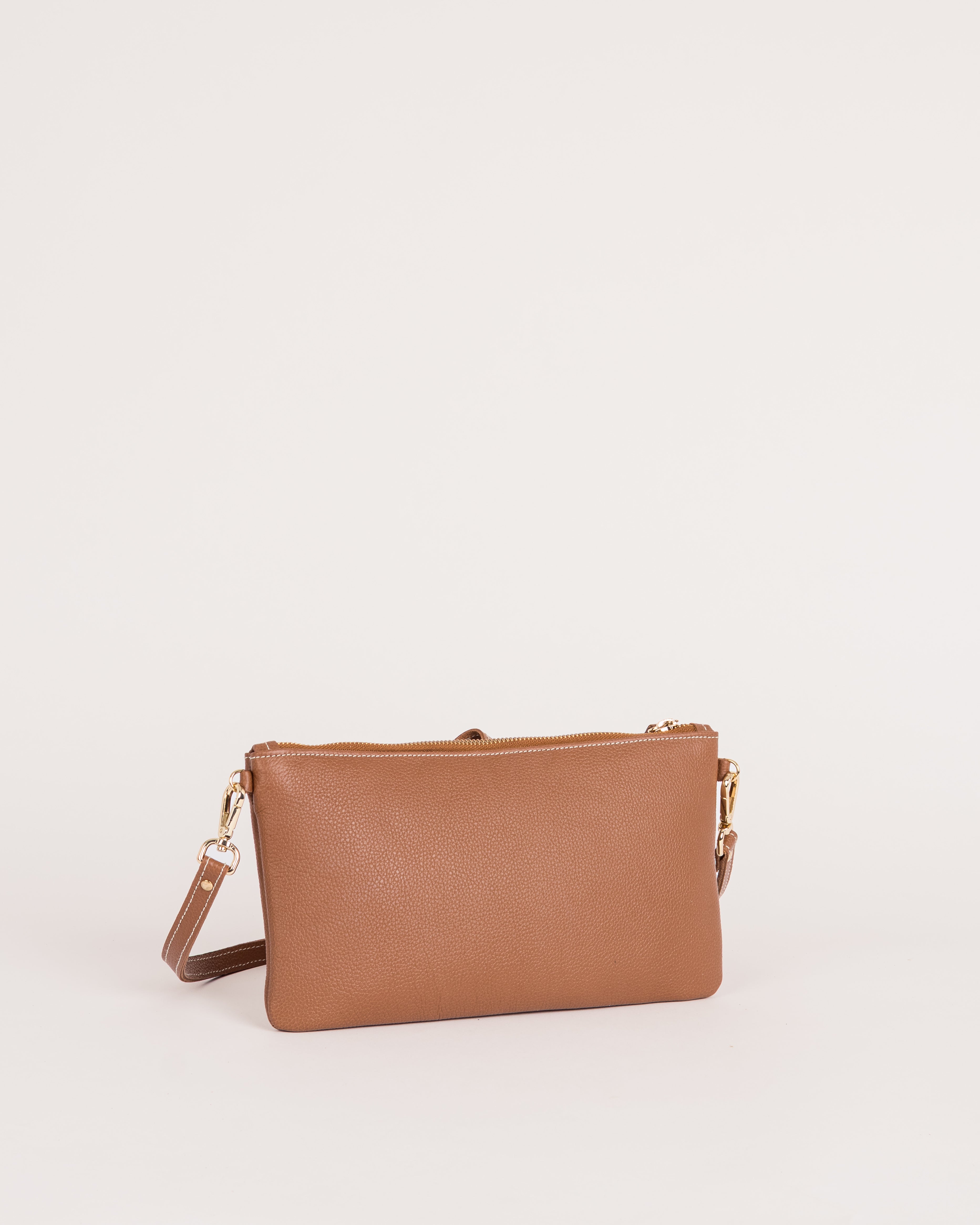 Valeria Leather Shoulder Bag - Cognac Pebble