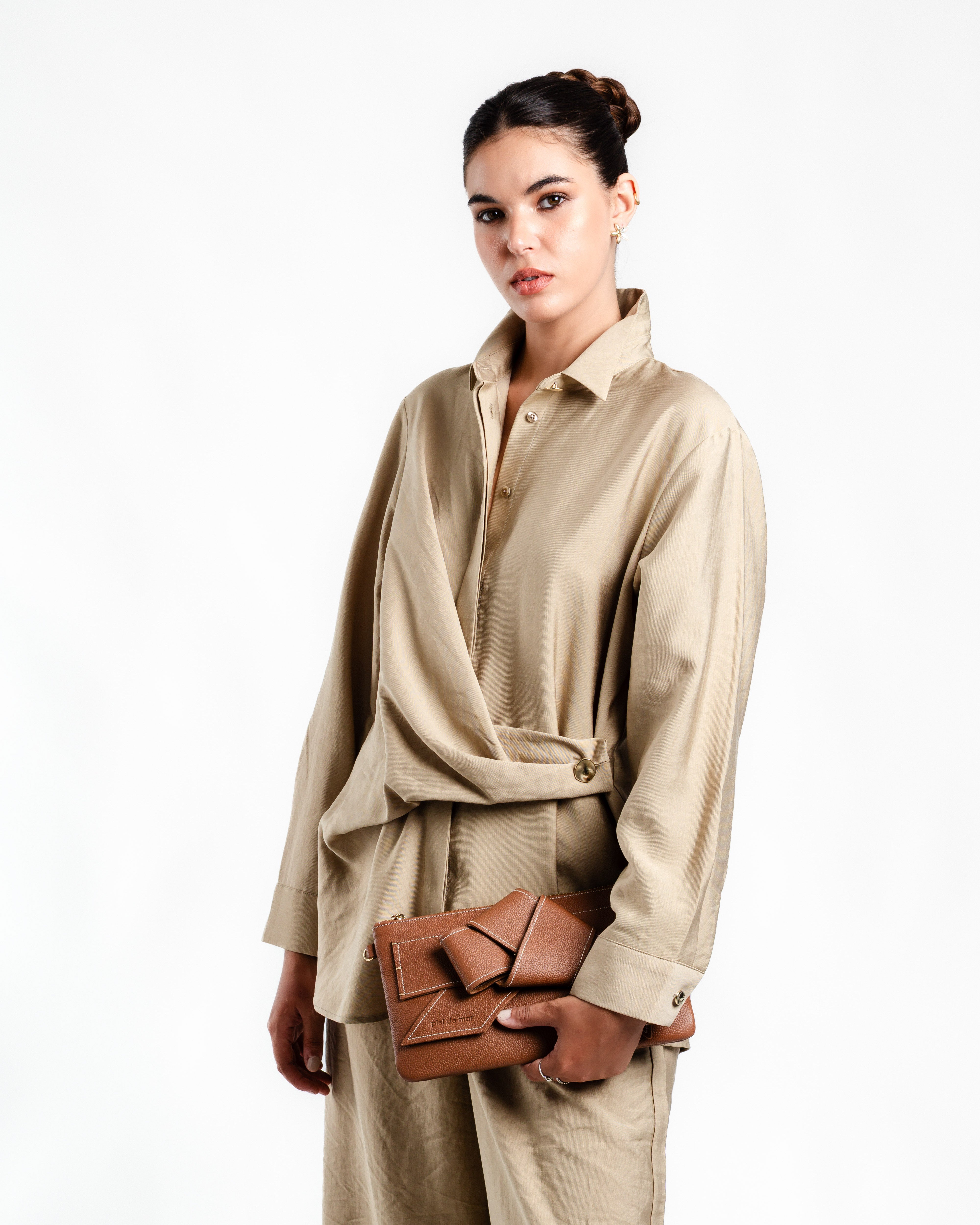 Valeria Leather Shoulder Bag - Cognac Pebble