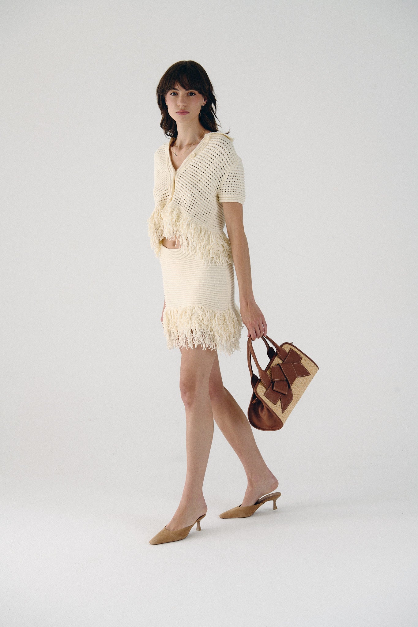 Valeria Wicker Handbag - Cognac Pebble