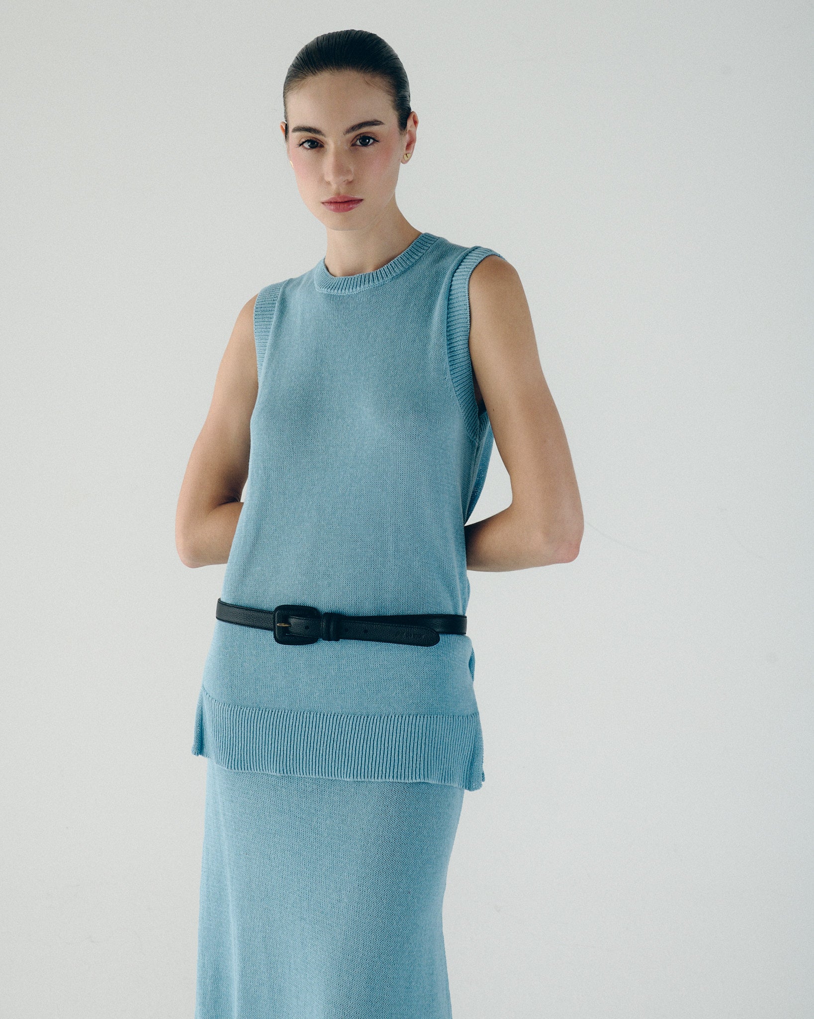 El Esencial Pebble Leather Belt - Black Pebble