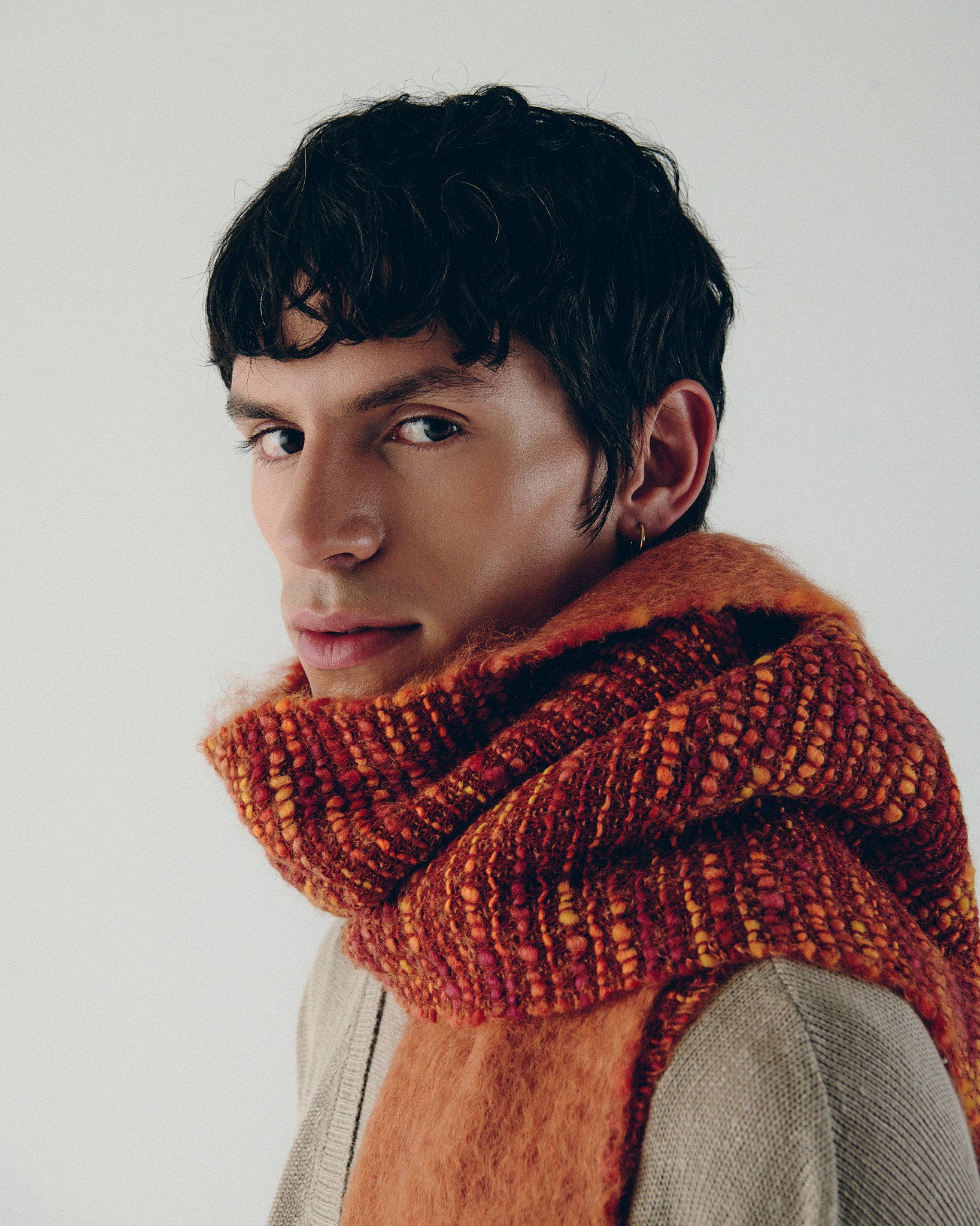 Cocó Mohair Scarf - Burnt Orange Multi | Studio Sommos
