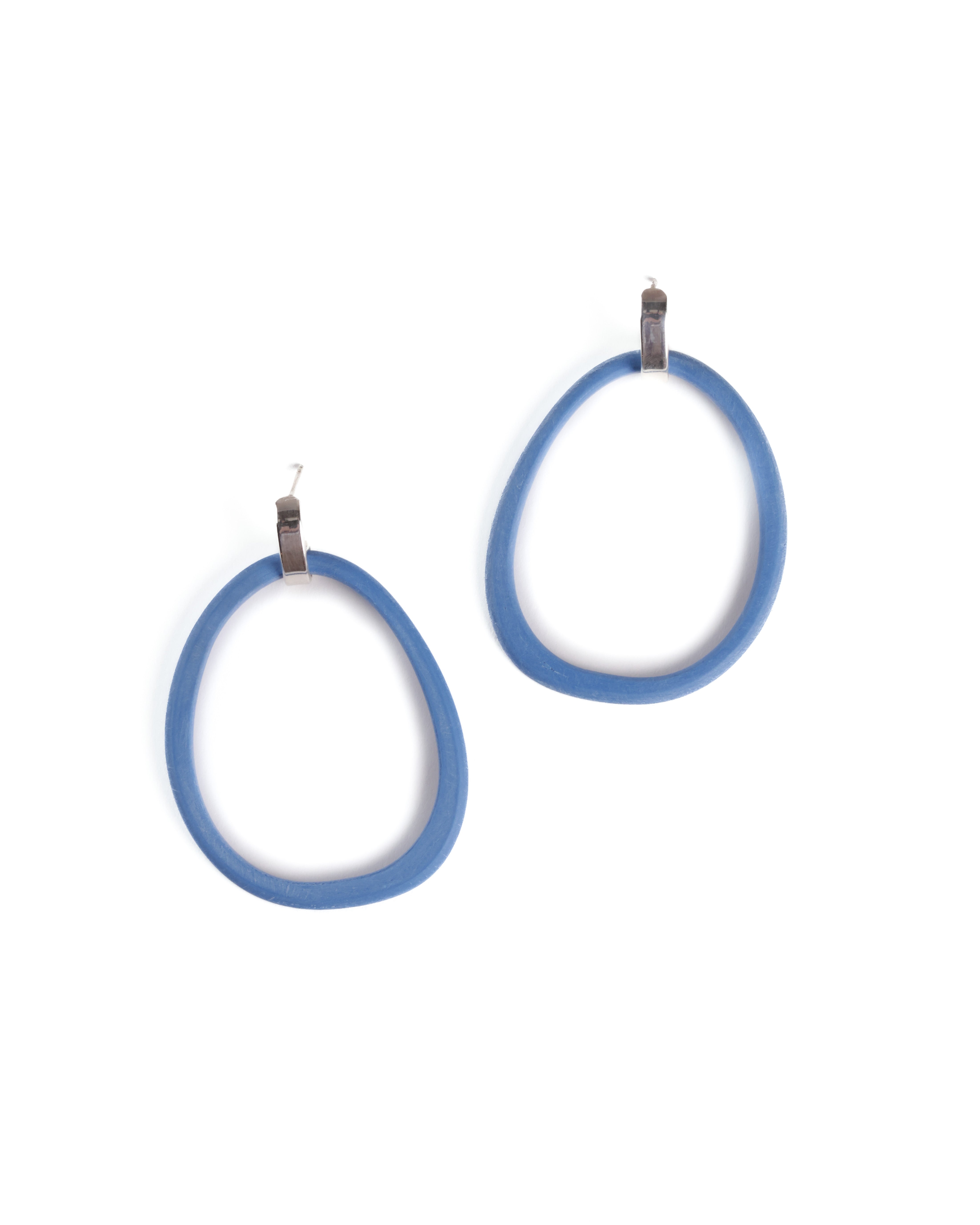 Bilbao Hoop Silver Clasp Earrings - Klein Blue