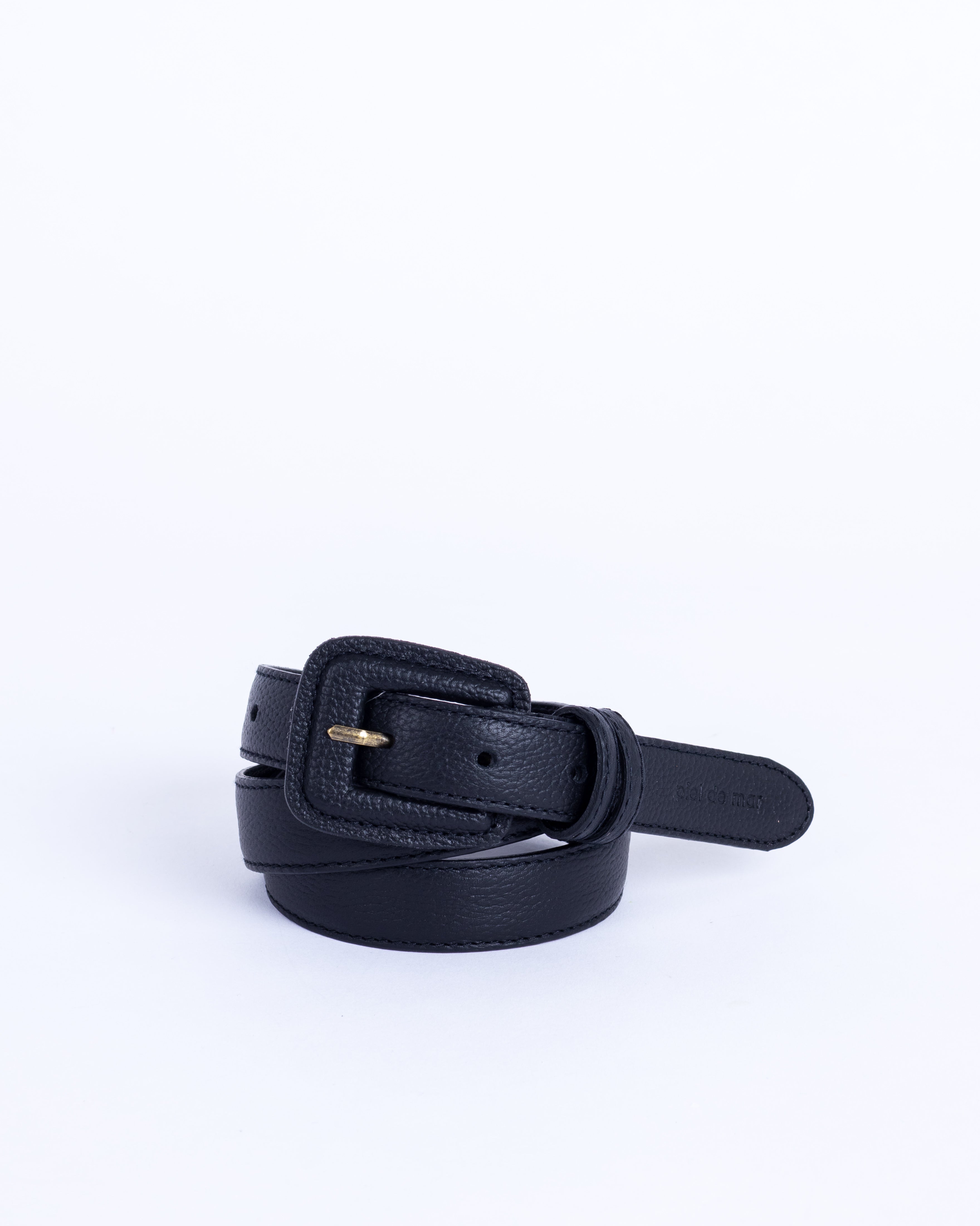 El Esencial Pebble Leather Belt - Black Pebble
