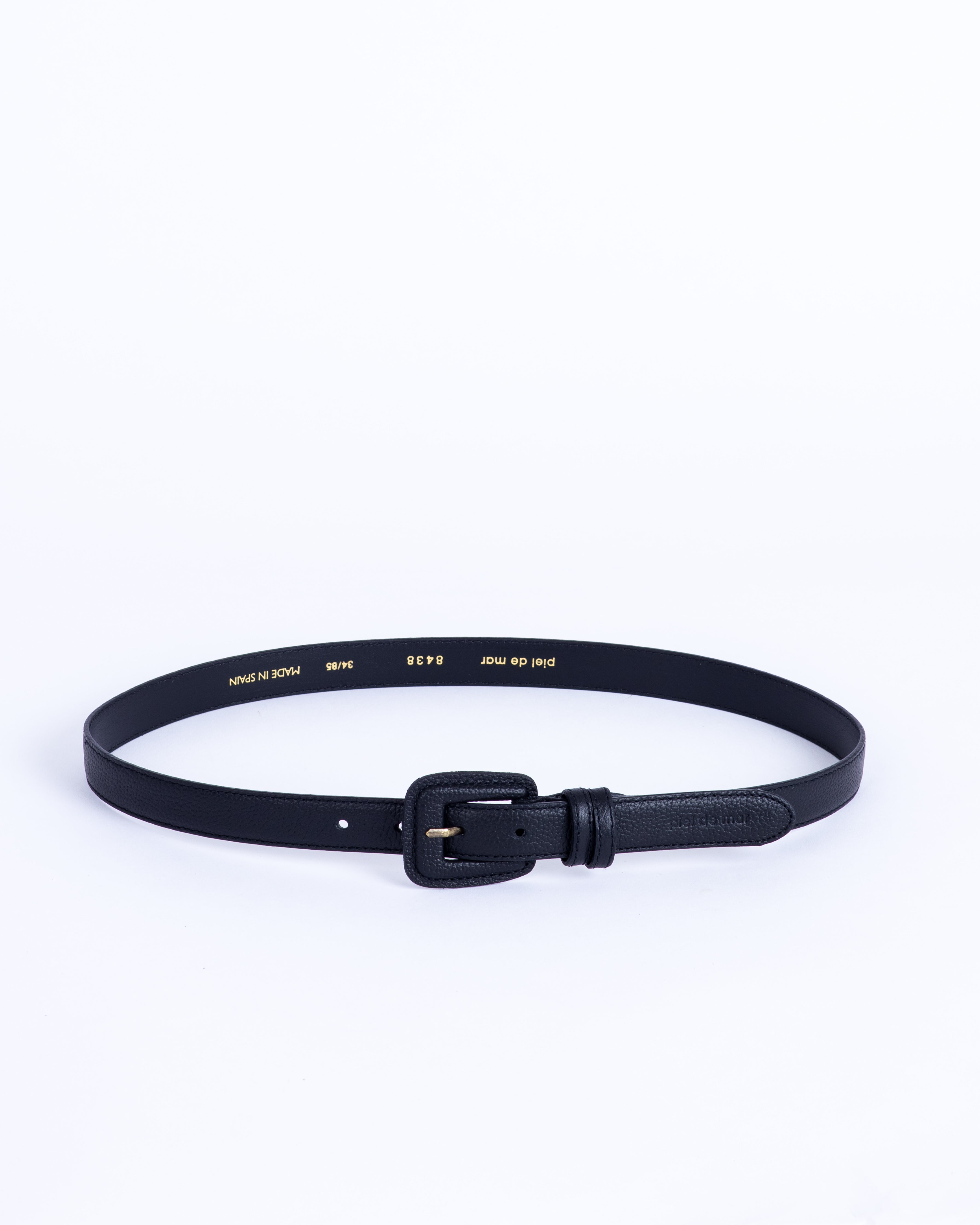 El Esencial Pebble Leather Belt - Black Pebble