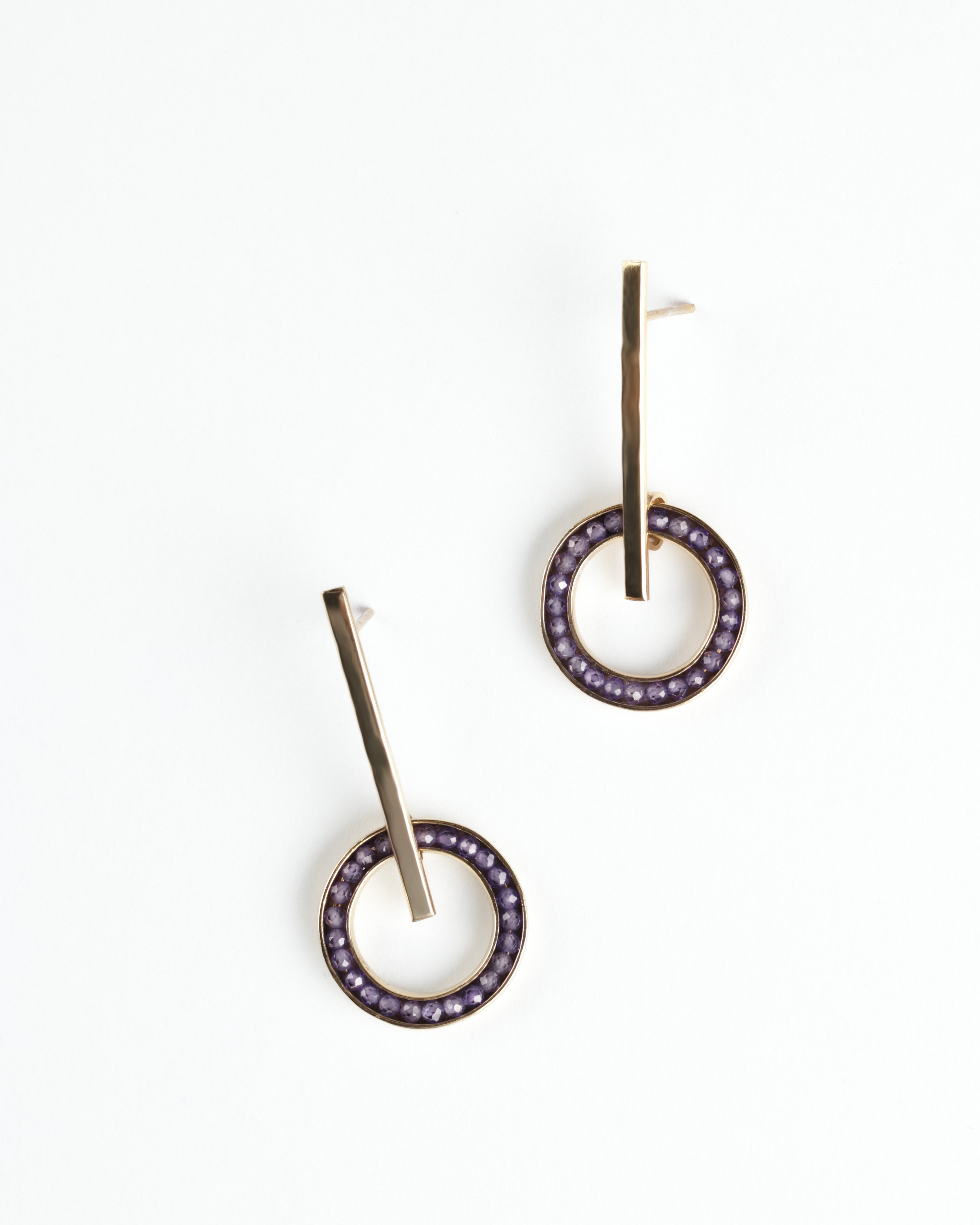 Amethyst Circle Earrings
