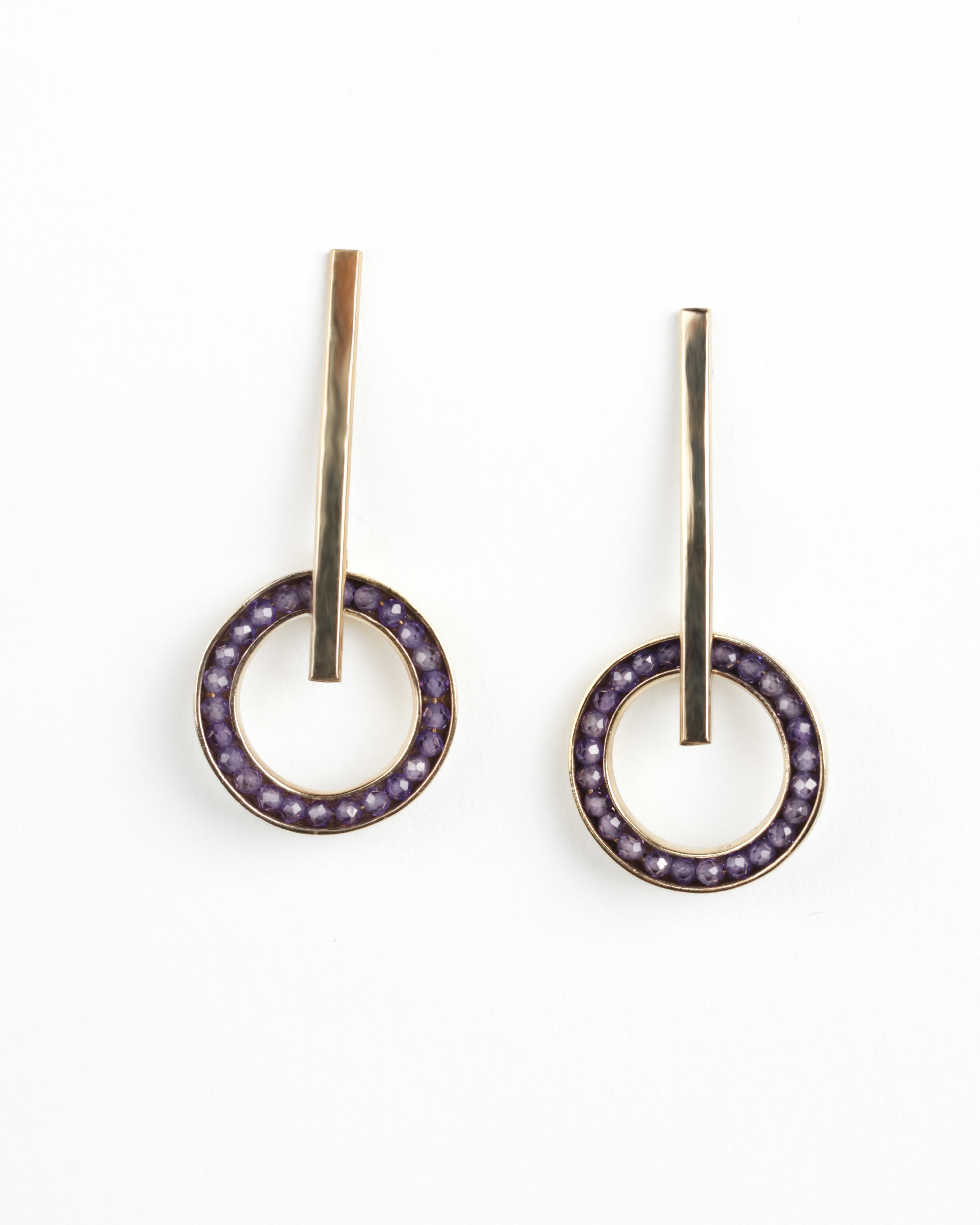 Amethyst Circle Earrings