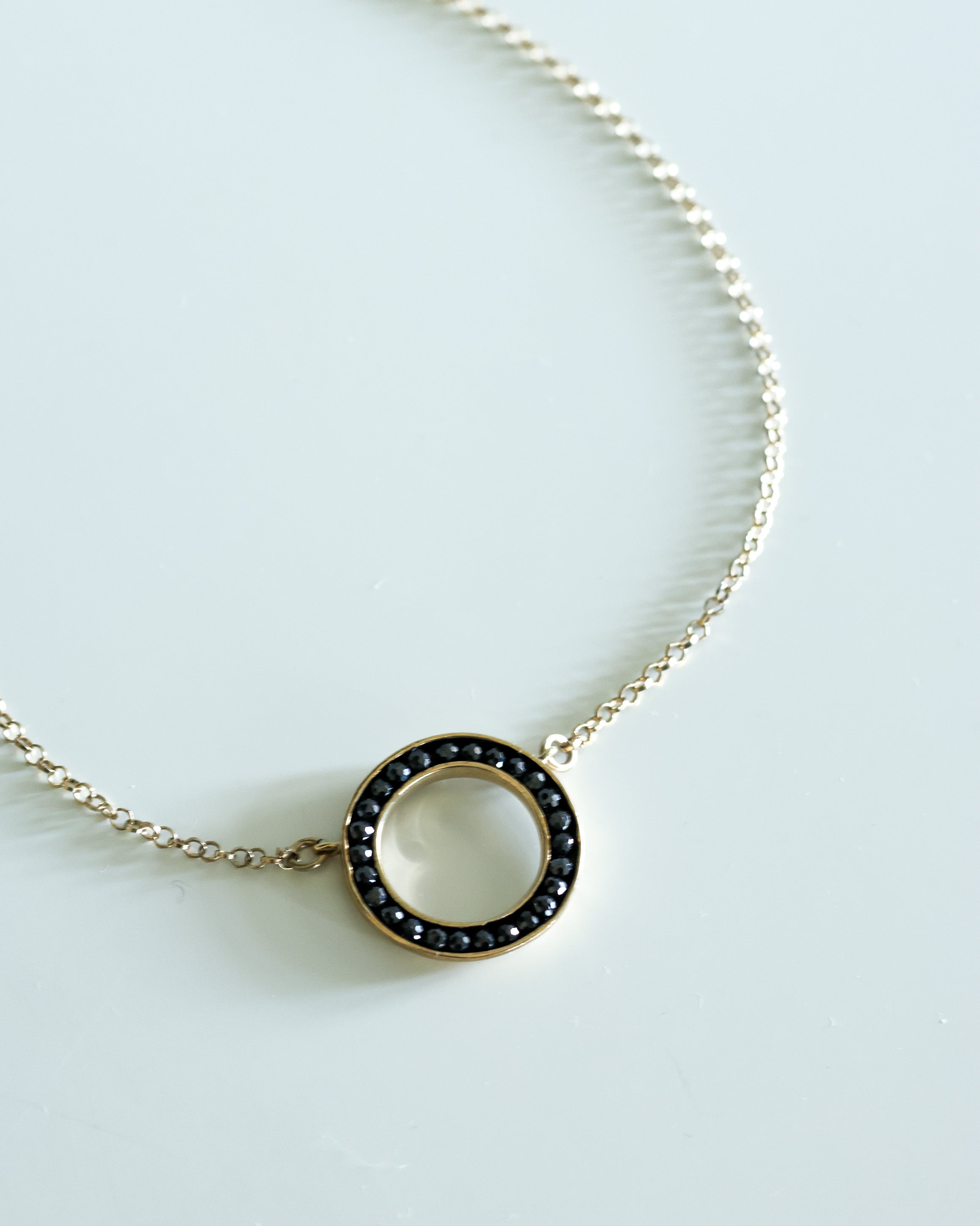 Black Spinel Circle Necklace