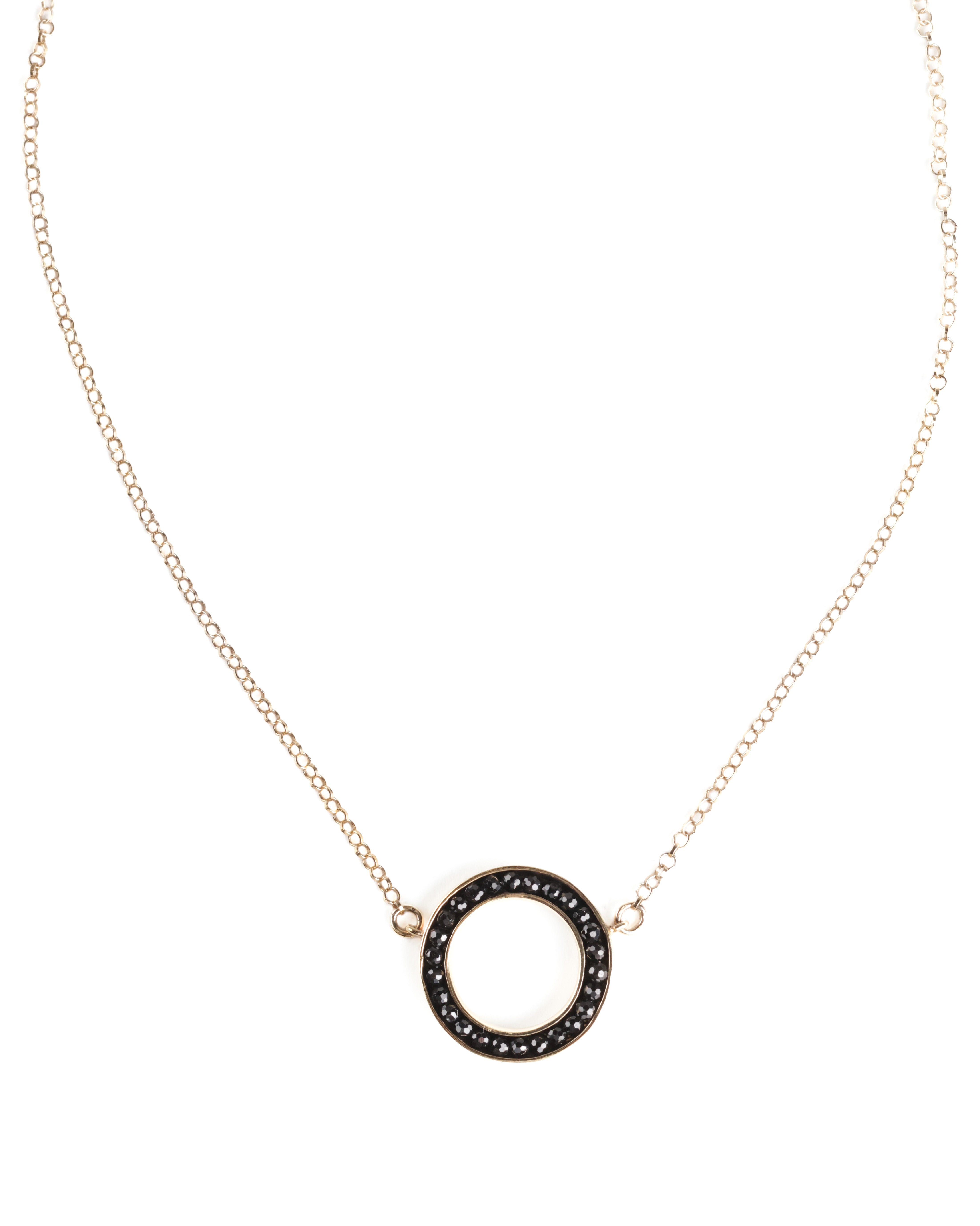Black Spinel Circle Necklace