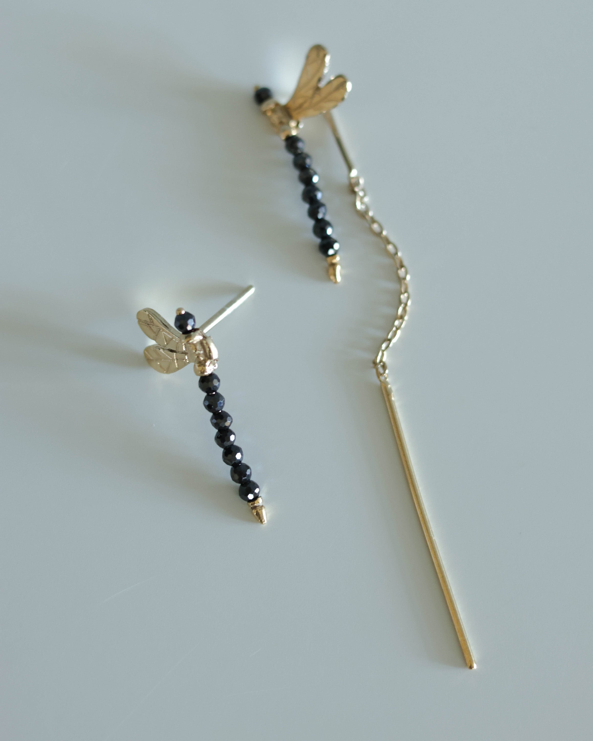 Black Spinel Mighty Dragonfly Earrings