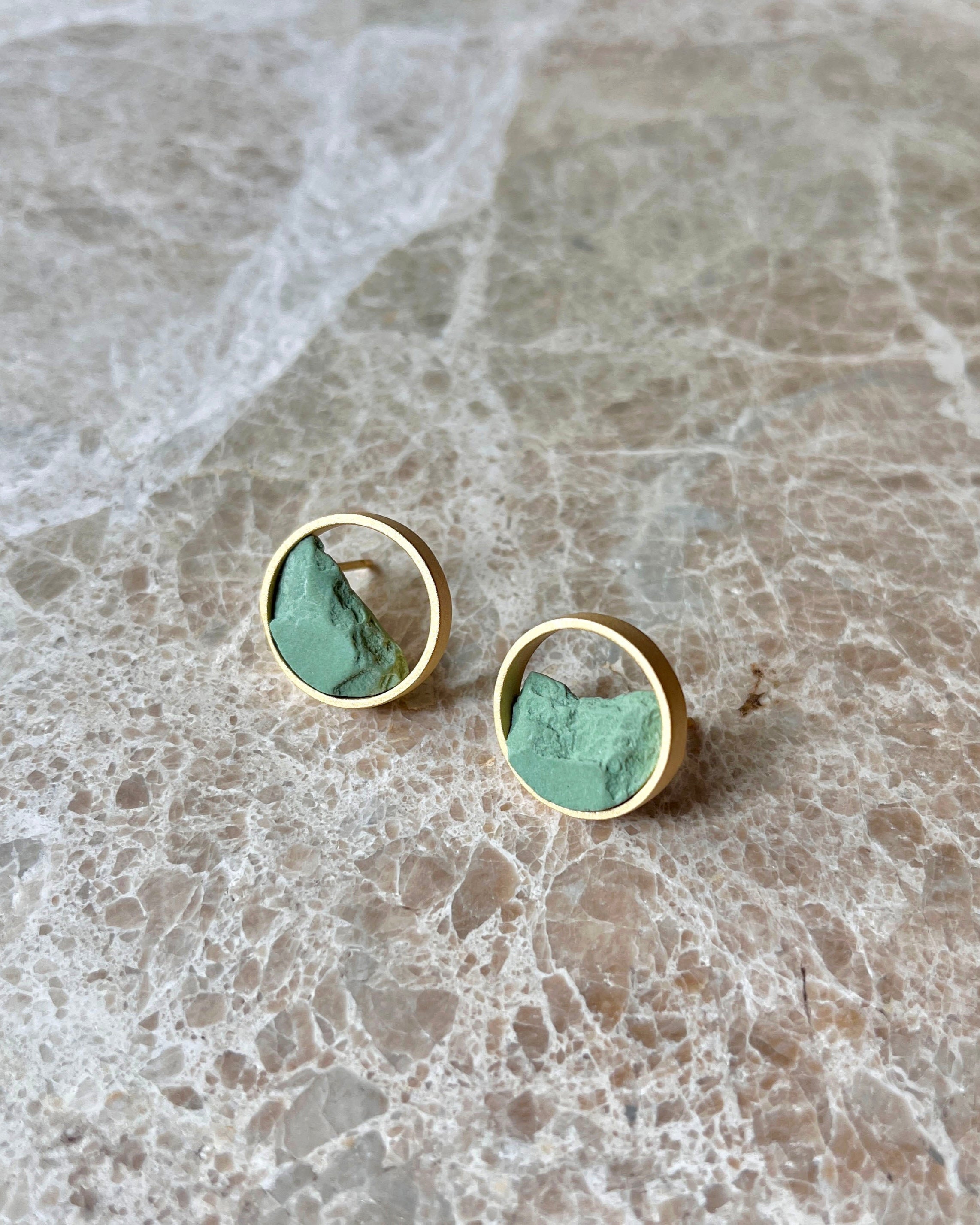 Fragmentos Earrings - Green Porcelain