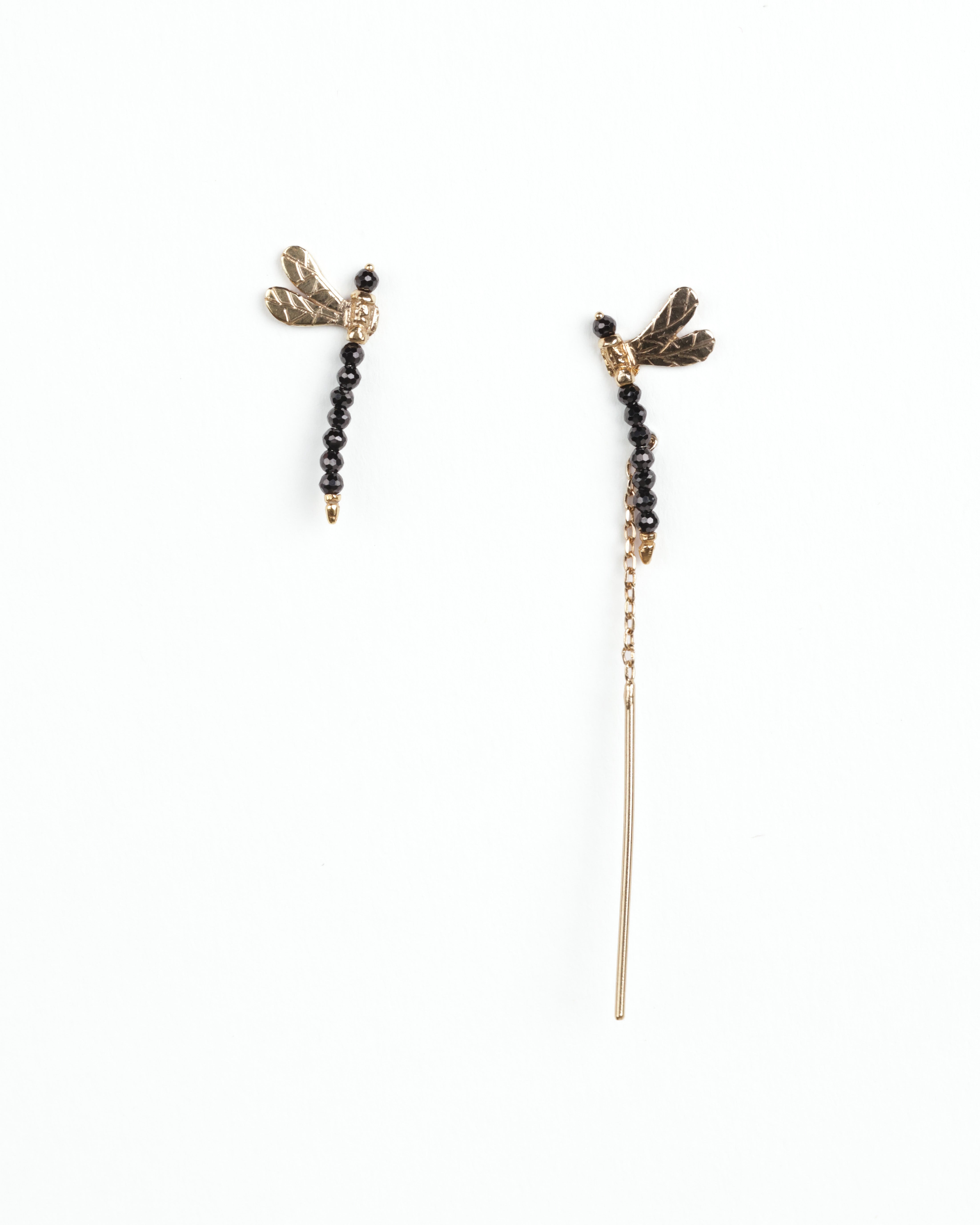 Black Spinel Mighty Dragonfly Earrings
