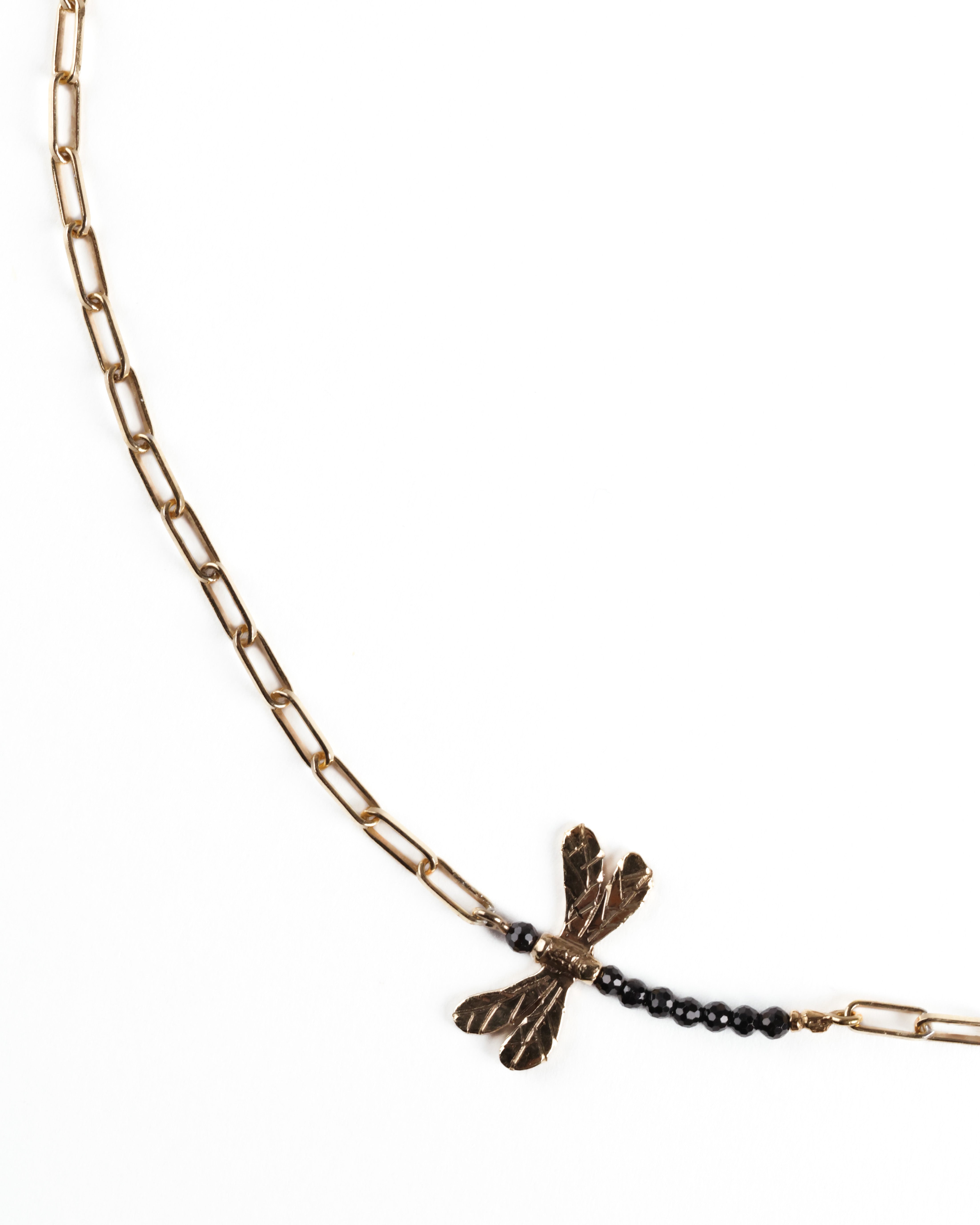 Black Spinel Mighty Dragonfly Necklace