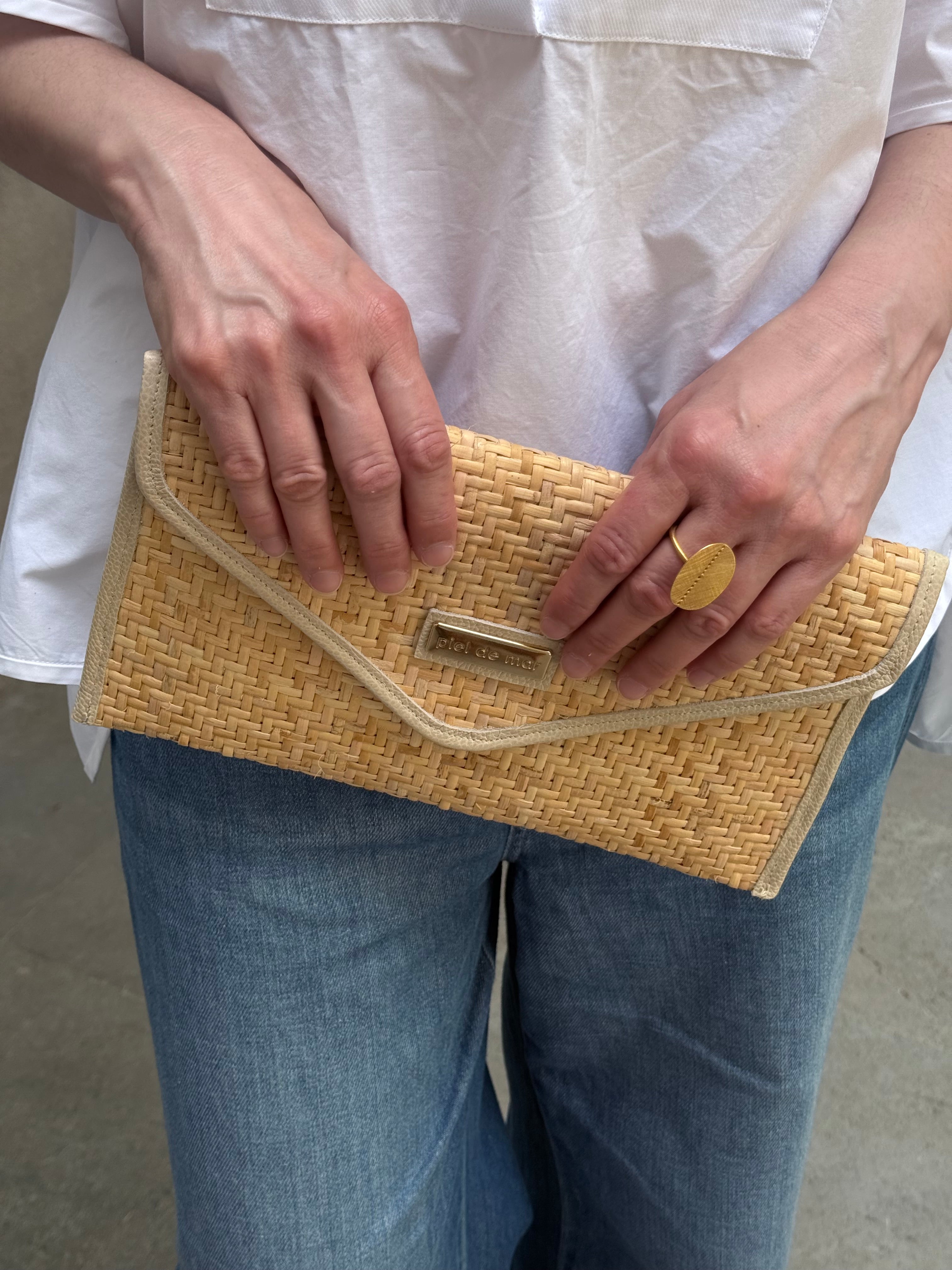 Anne Wicker Clutch - Natural Pebble