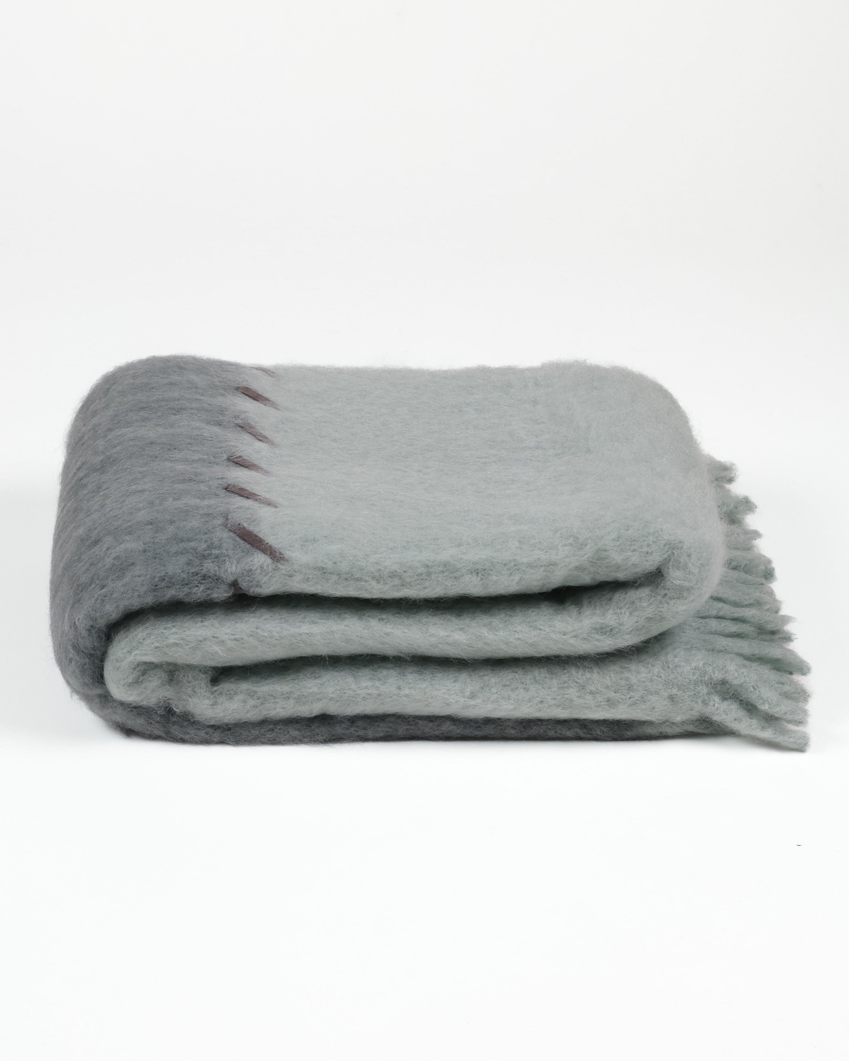 Suede Stitching Mohair Throw - Light Blue Stitch