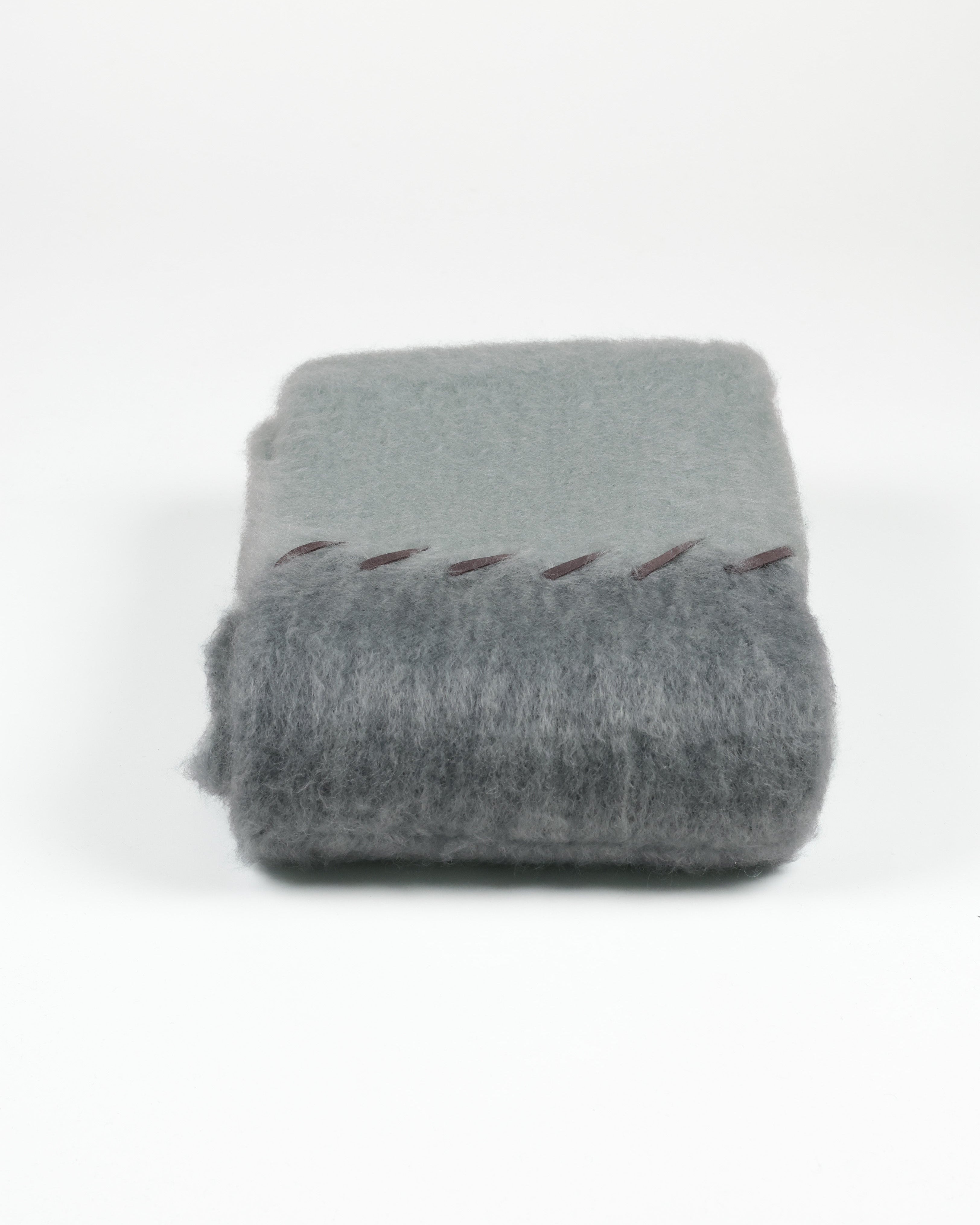 Suede Stitching Mohair Throw - Light Blue Stitch