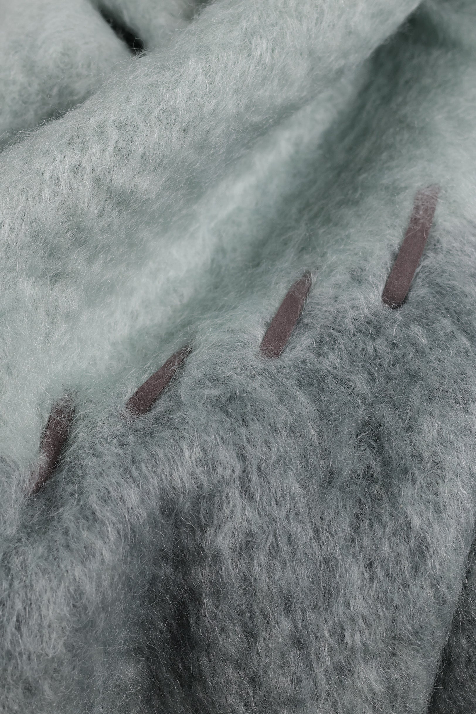 Suede Stitching Mohair Throw - Light Blue Stitch