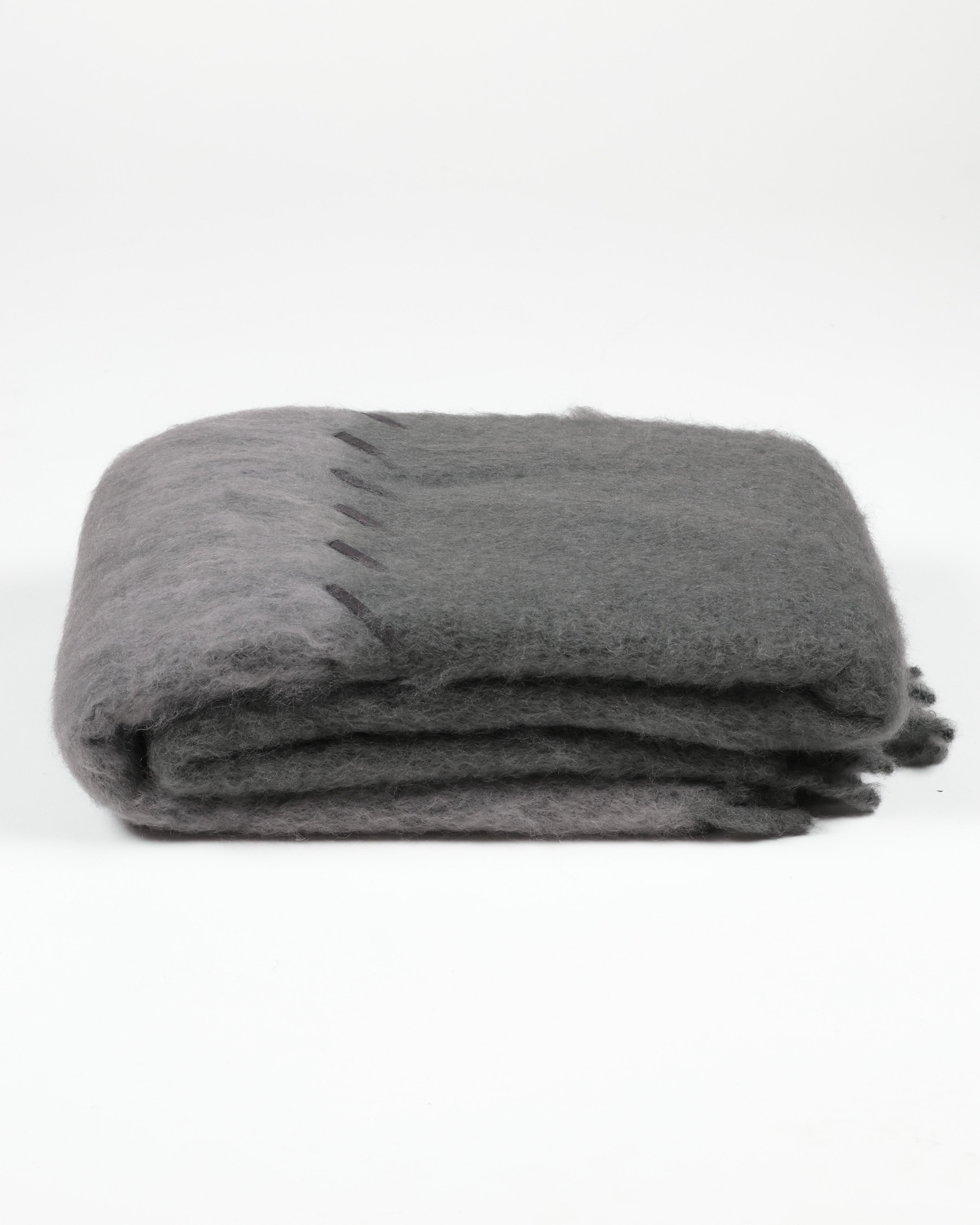 Suede Stitching Mohair Throw - Gray Stitch