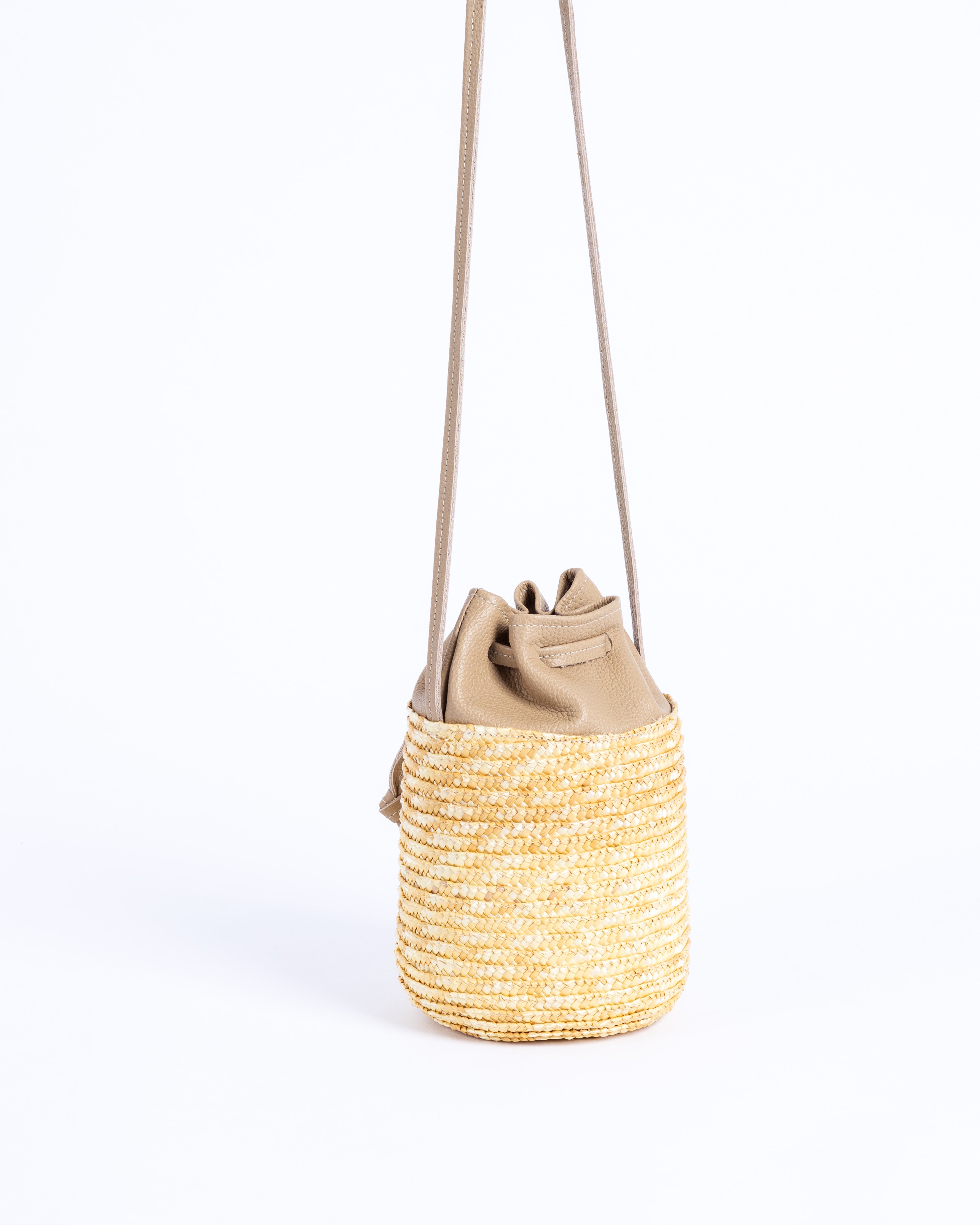 Bartola Straw Mini Bucket Bag - Natural Pebble
