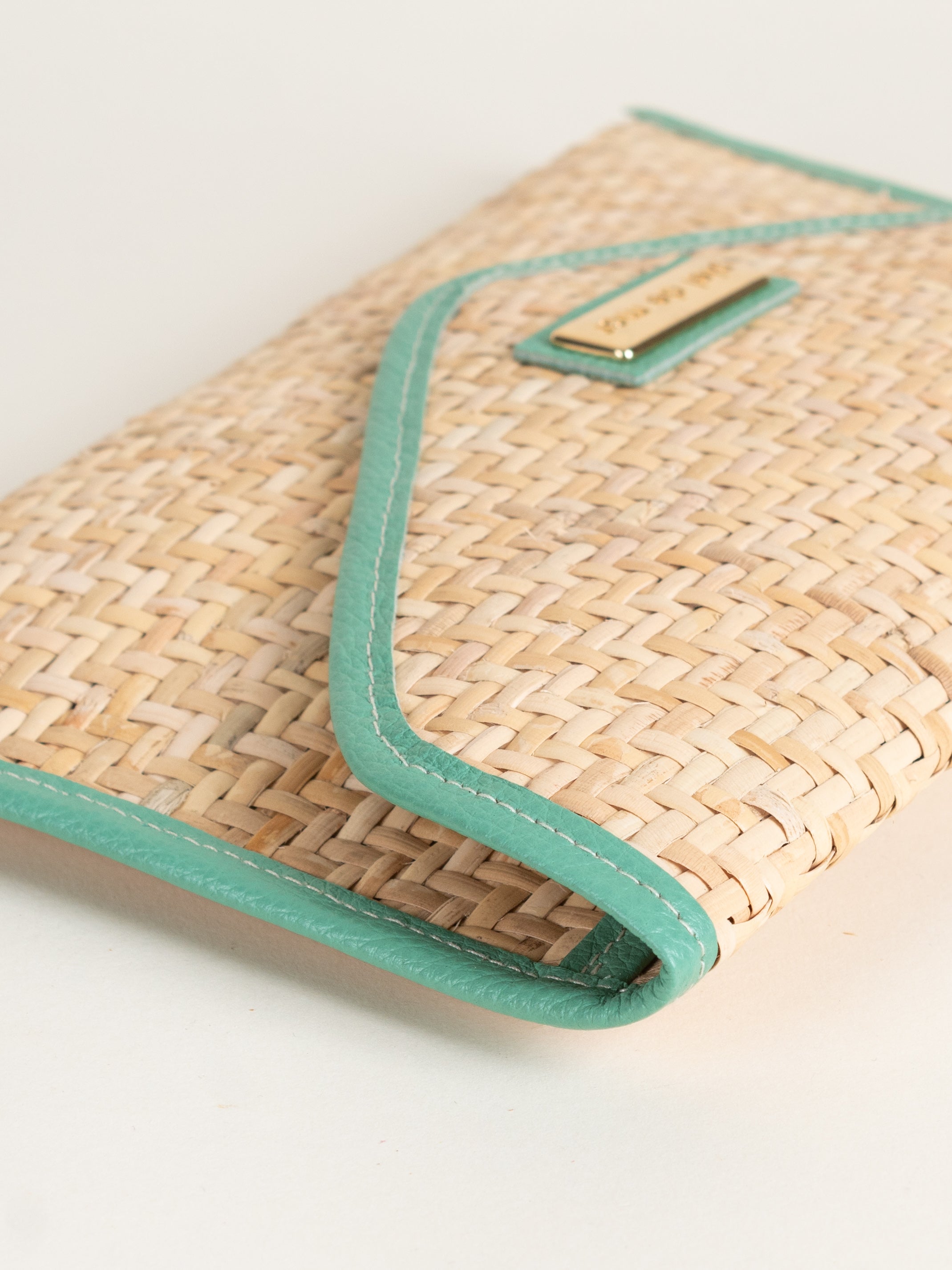 Anne Wicker Clutch - Teal Pebble
