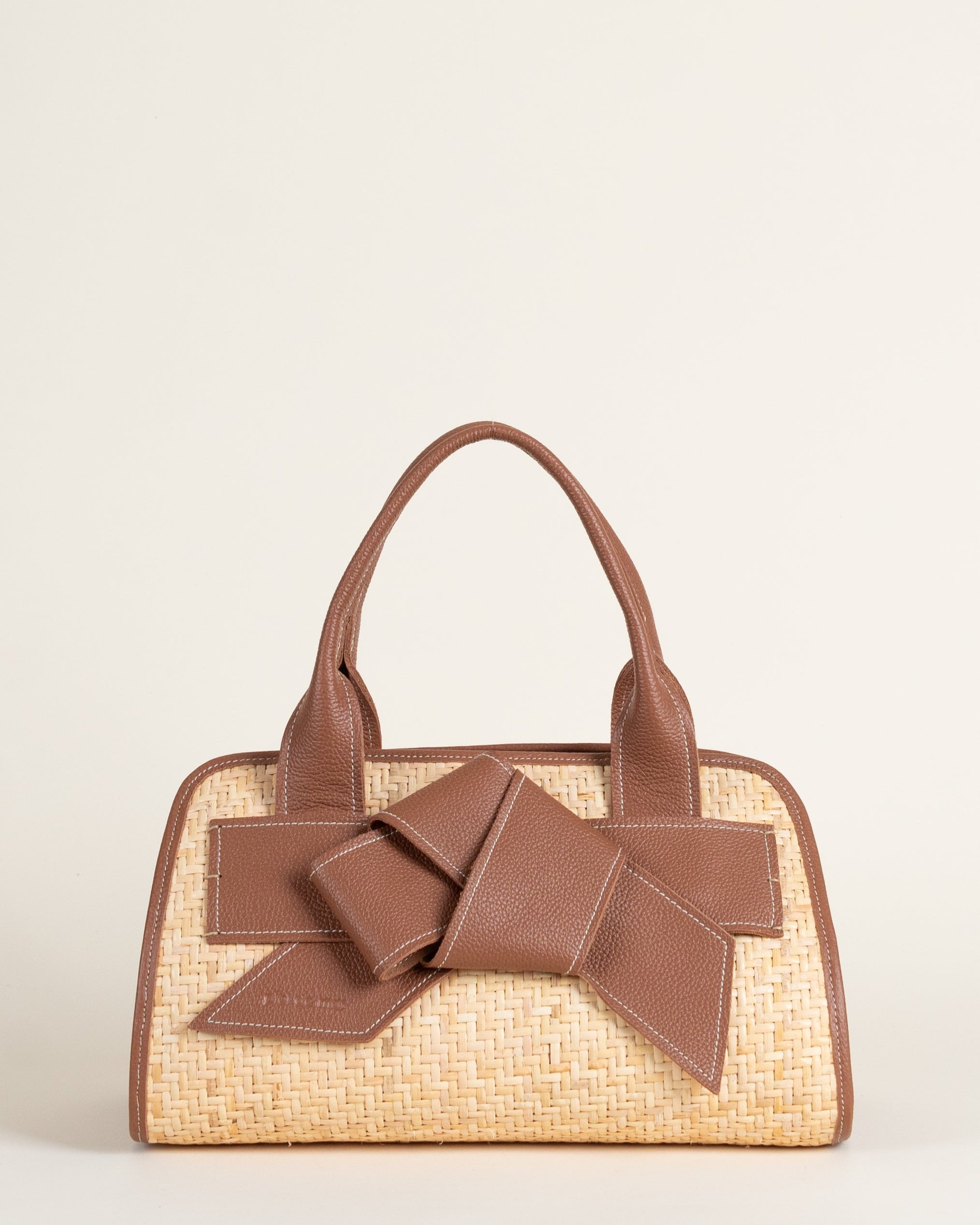 Valeria Wicker Handbag - Cognac Pebble