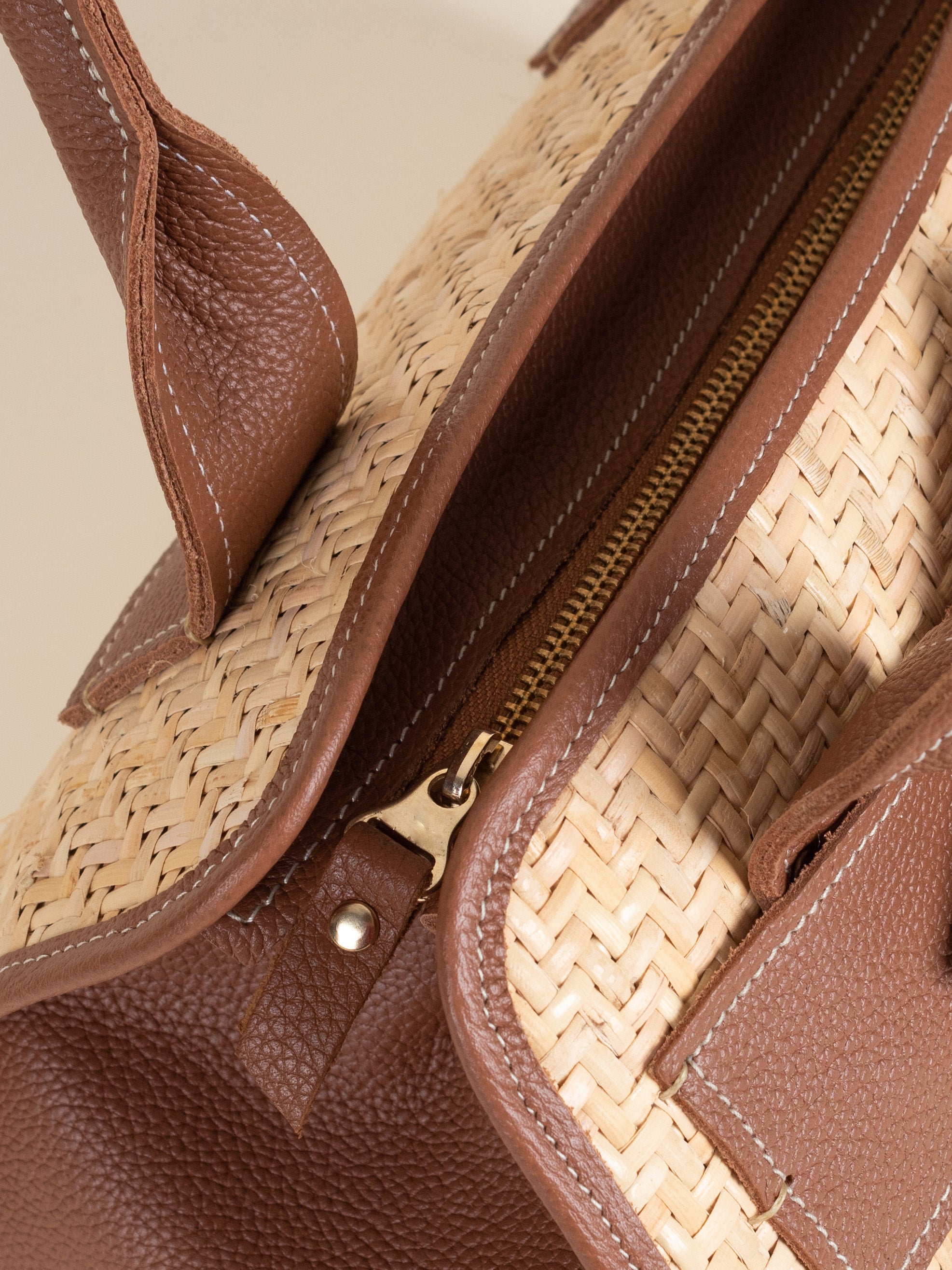 Valeria Wicker Handbag - Cognac Pebble