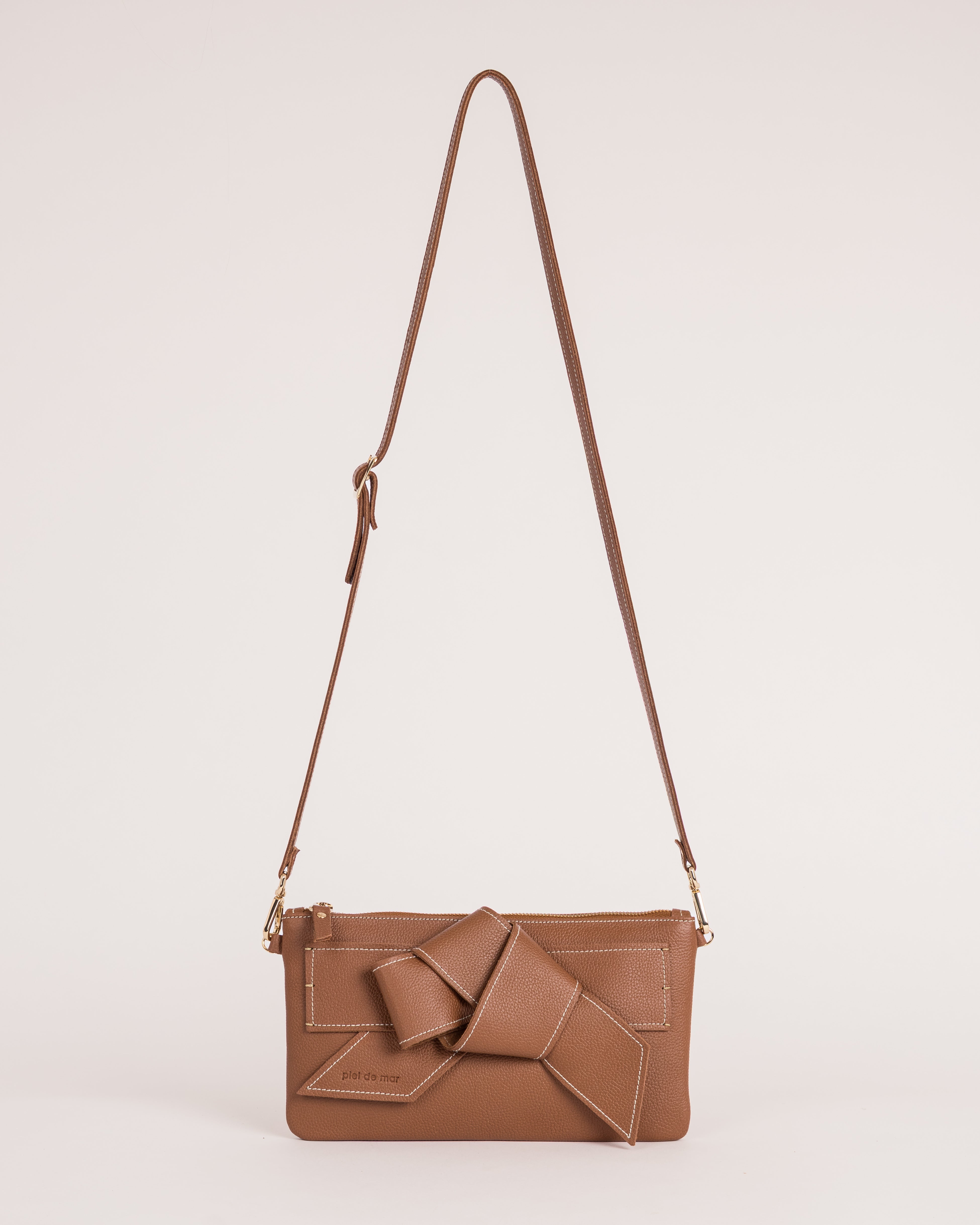 Valeria Leather Shoulder Bag - Cognac Pebble