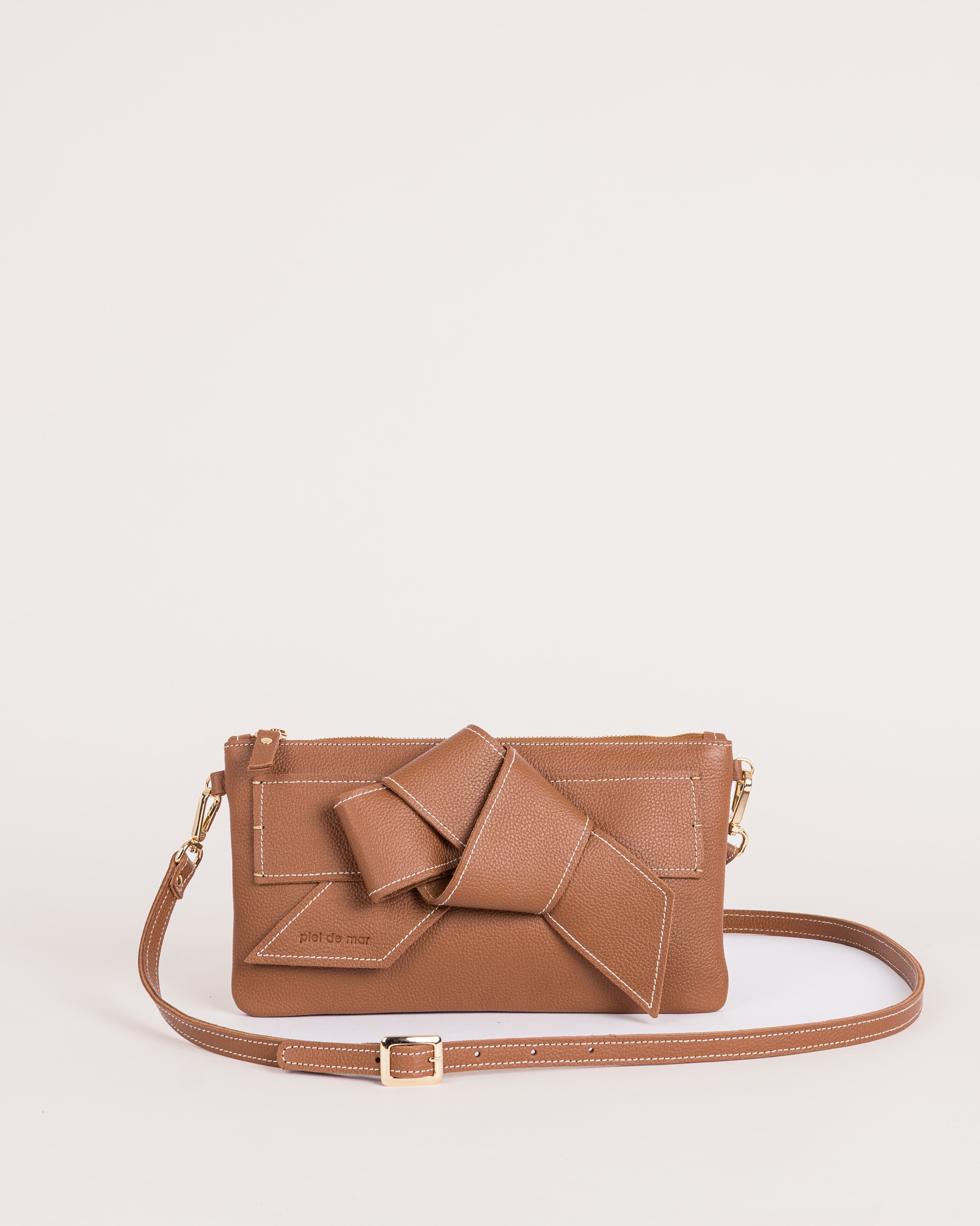 Valeria Leather Shoulder Bag - Cognac Pebble