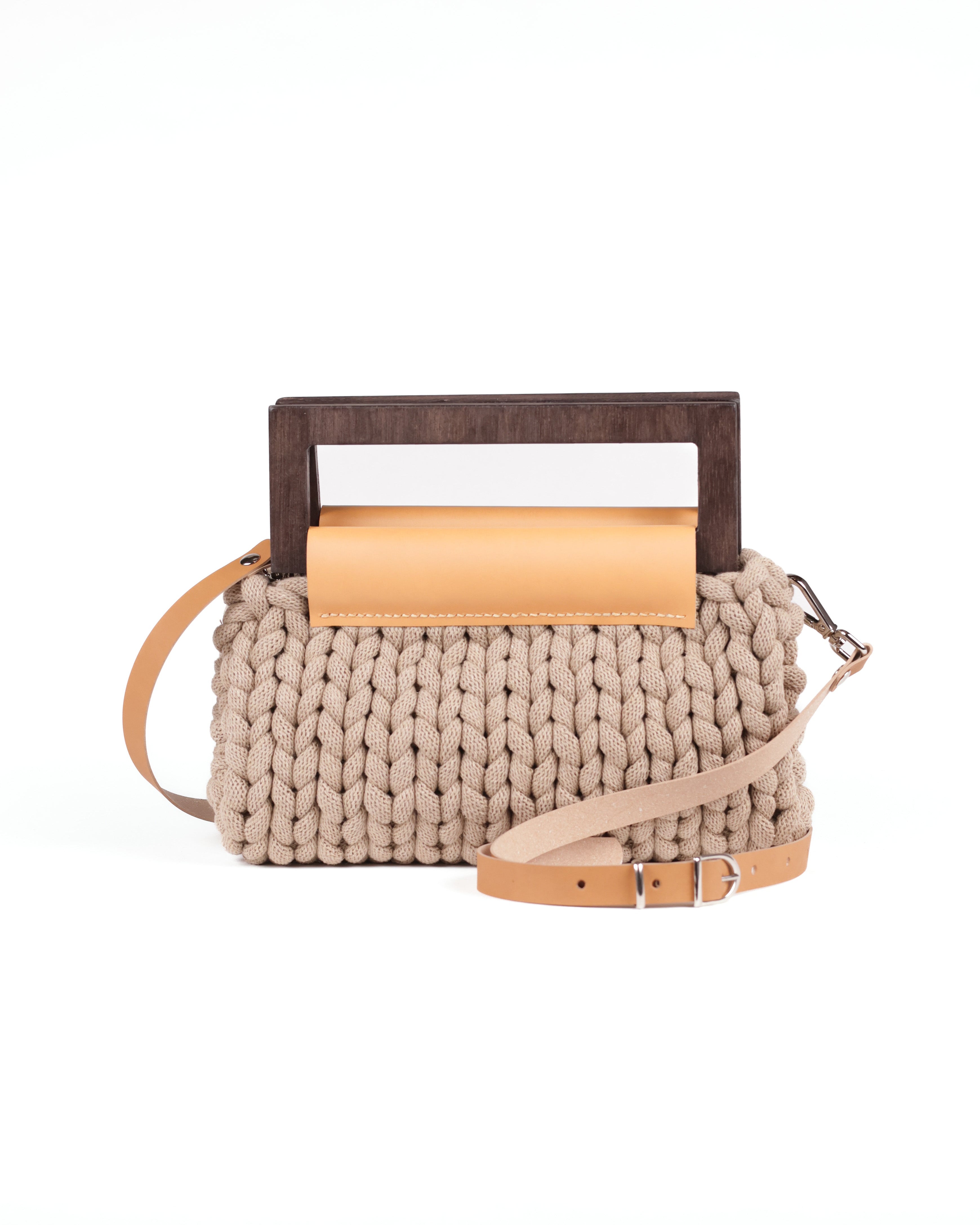 Vera Knitted Bag Camel Leather - Sand