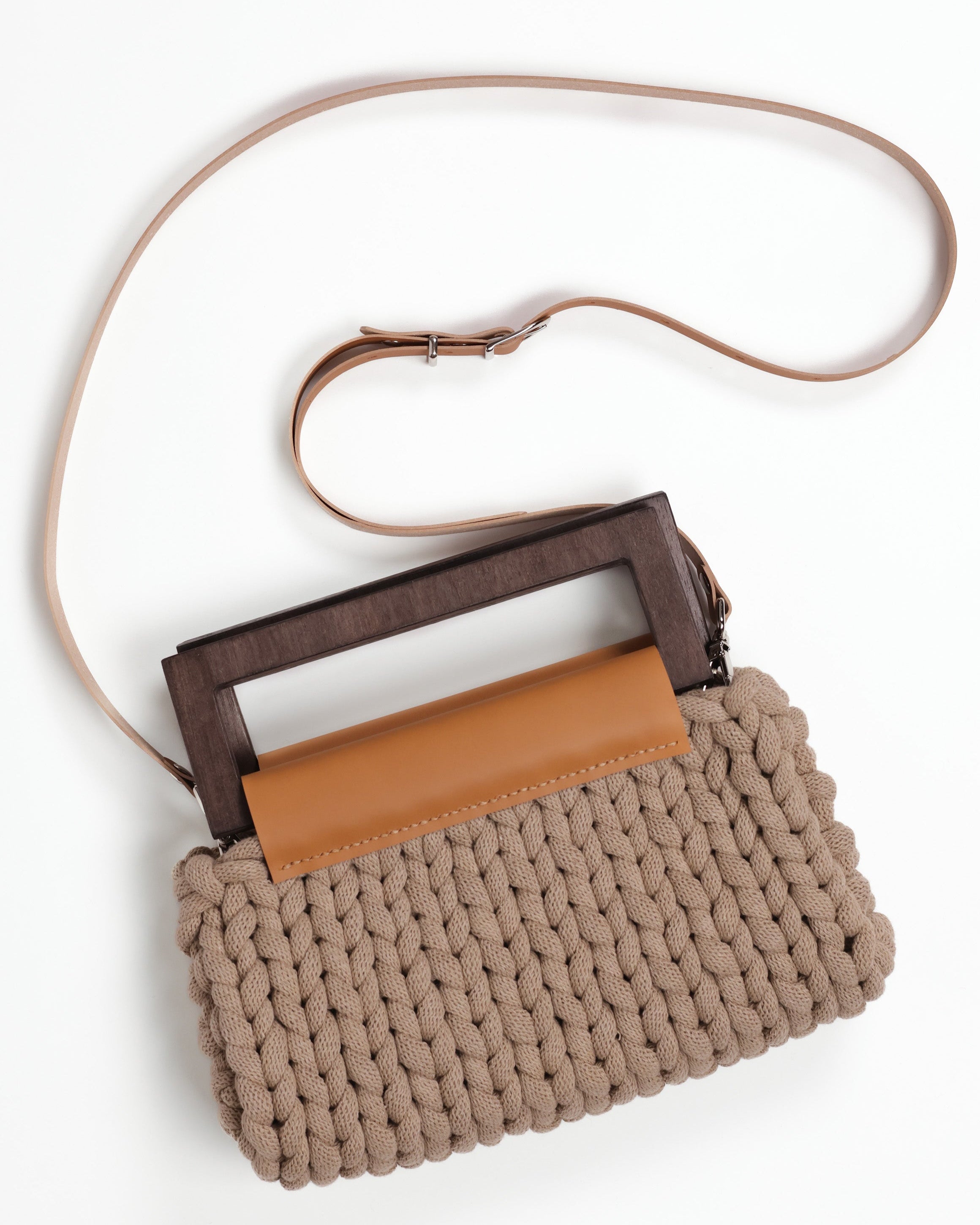 Vera Knitted Bag Camel Leather - Sand