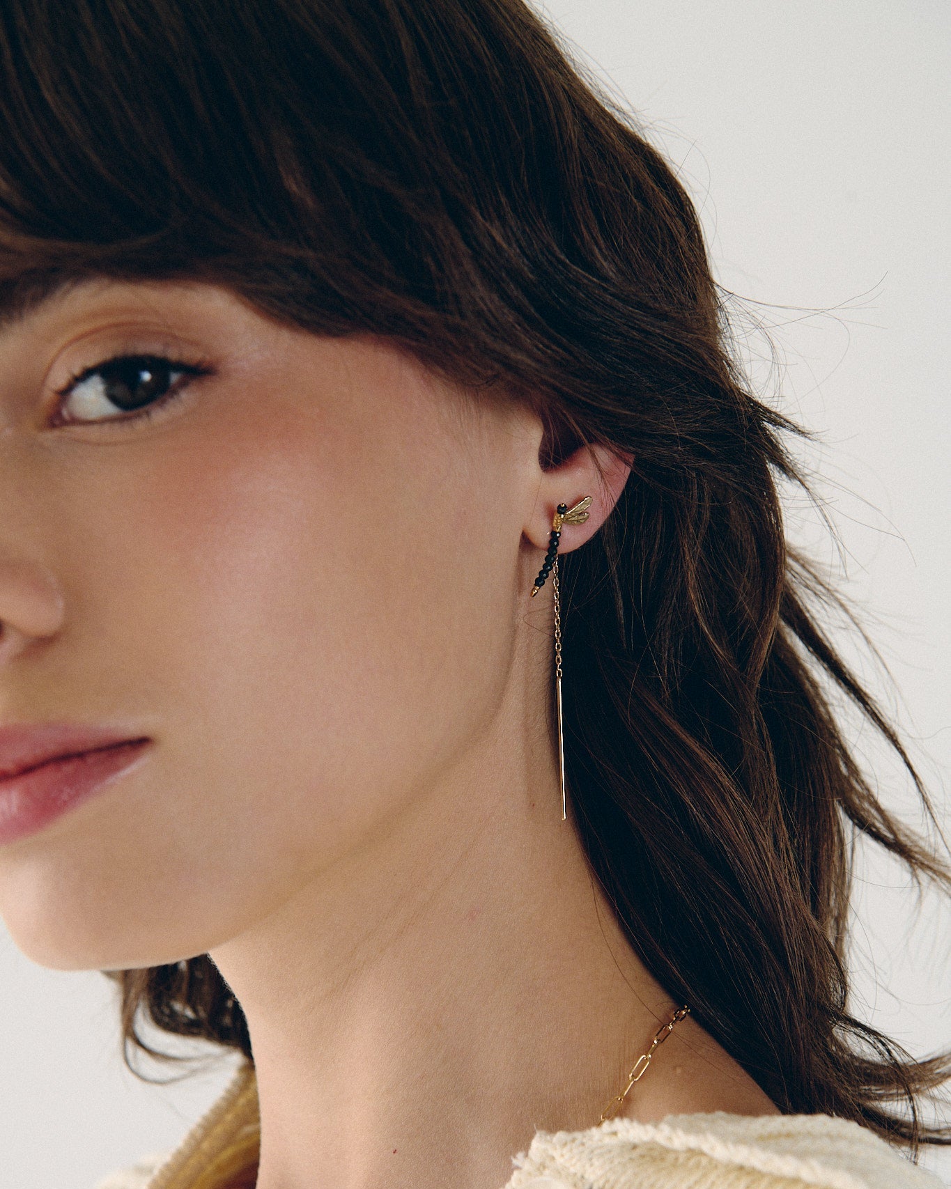 Black Spinel Mighty Dragonfly Earrings