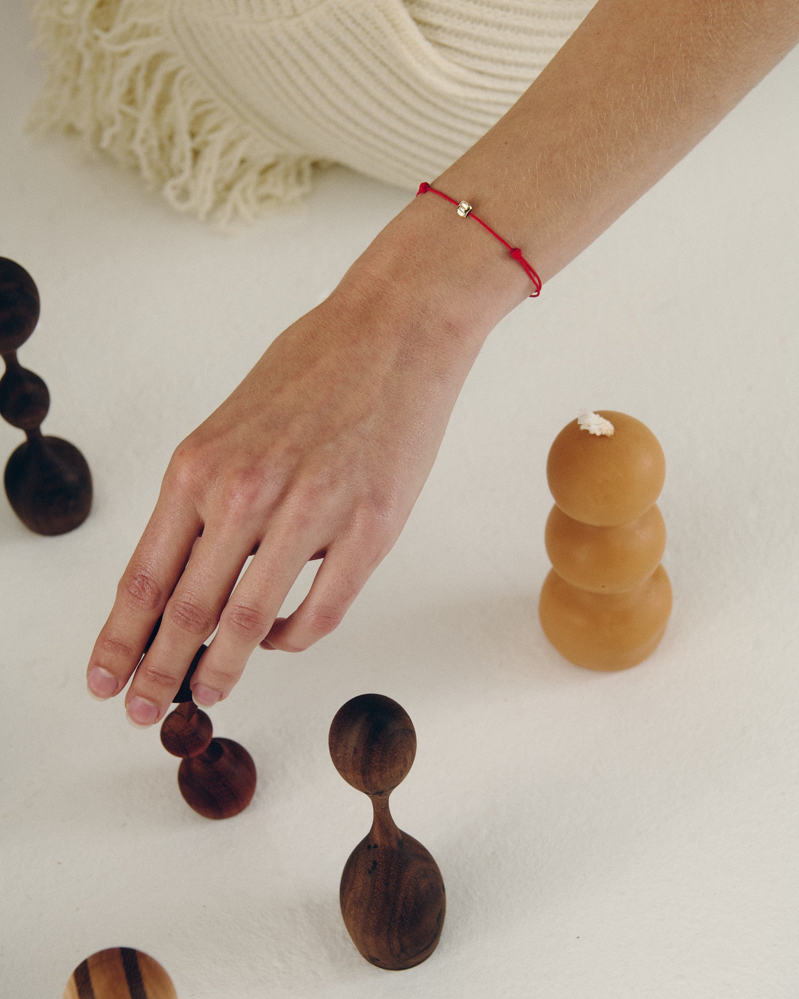 Sandra Gold Nugget Bracelet - String Red