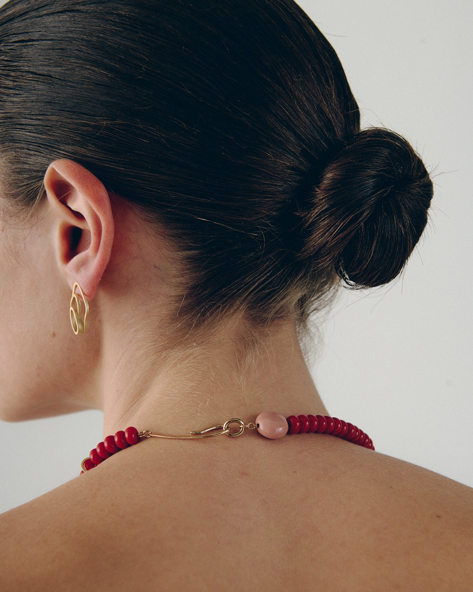 Cristina Glass Beaded Necklace - Red / Peach | Studio Sommos